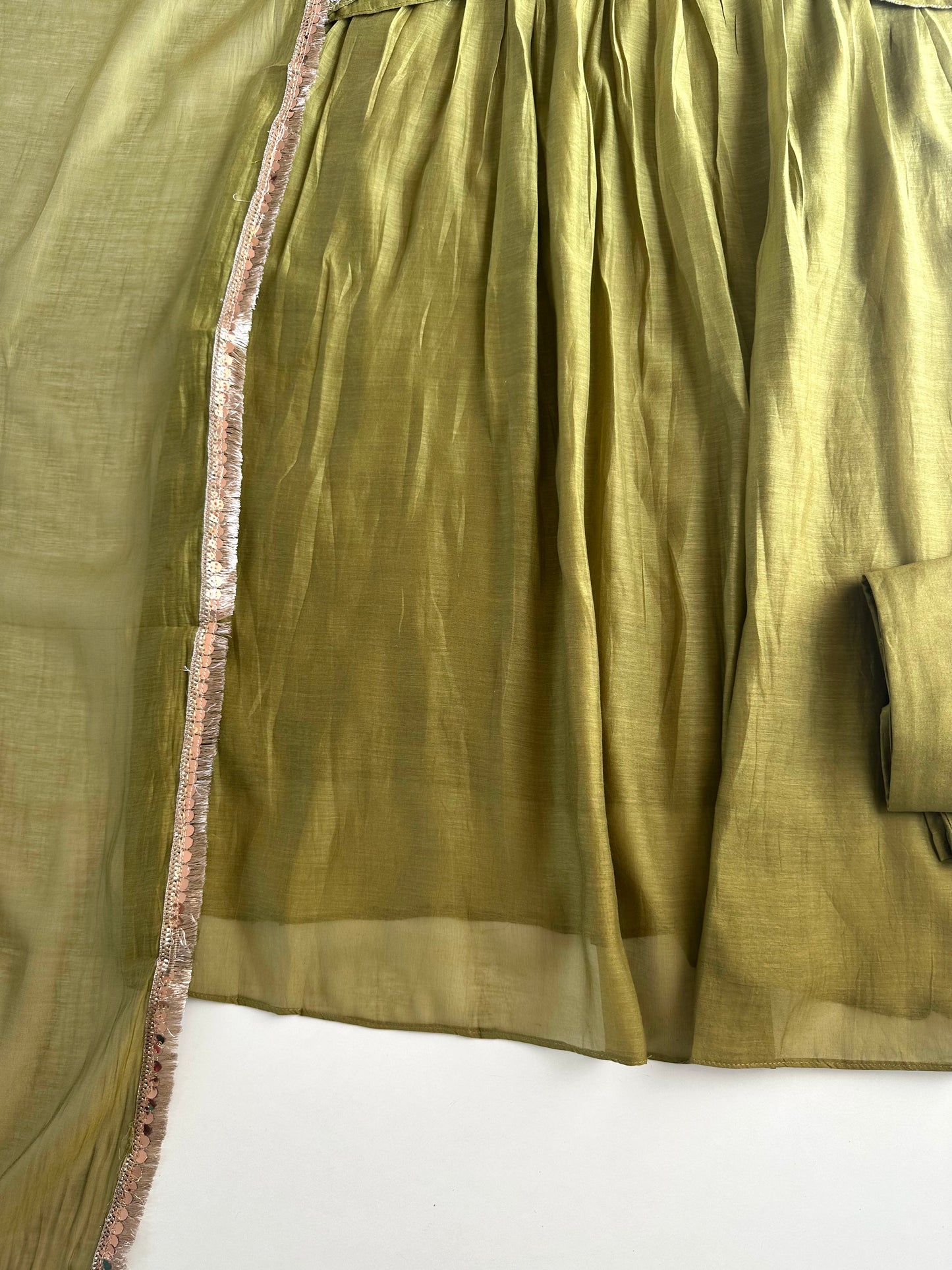 K041 - Mul Chanderi handwork Anarkali with pants and dupatta