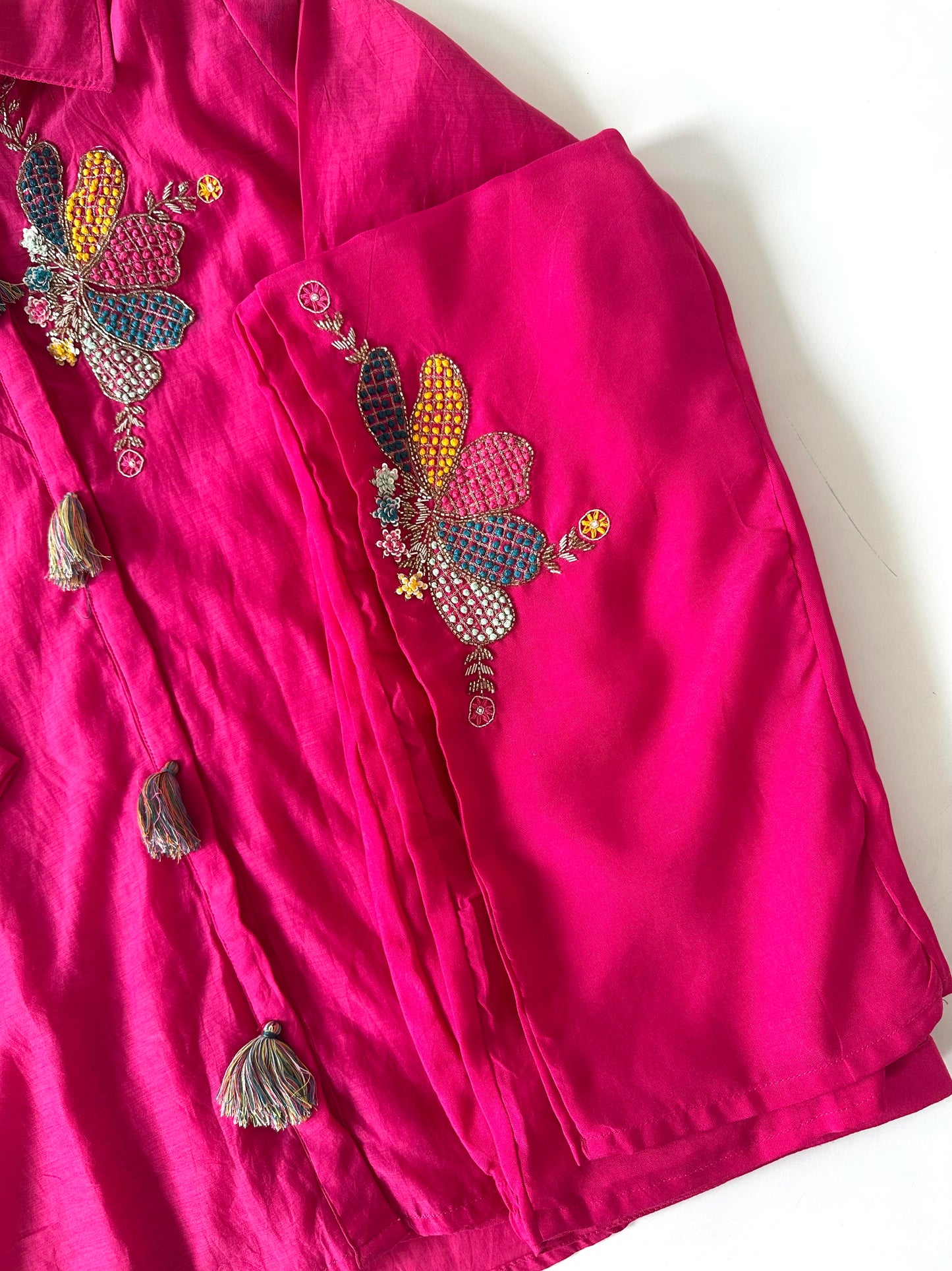 K616 - Mul chanderi handwork coord set