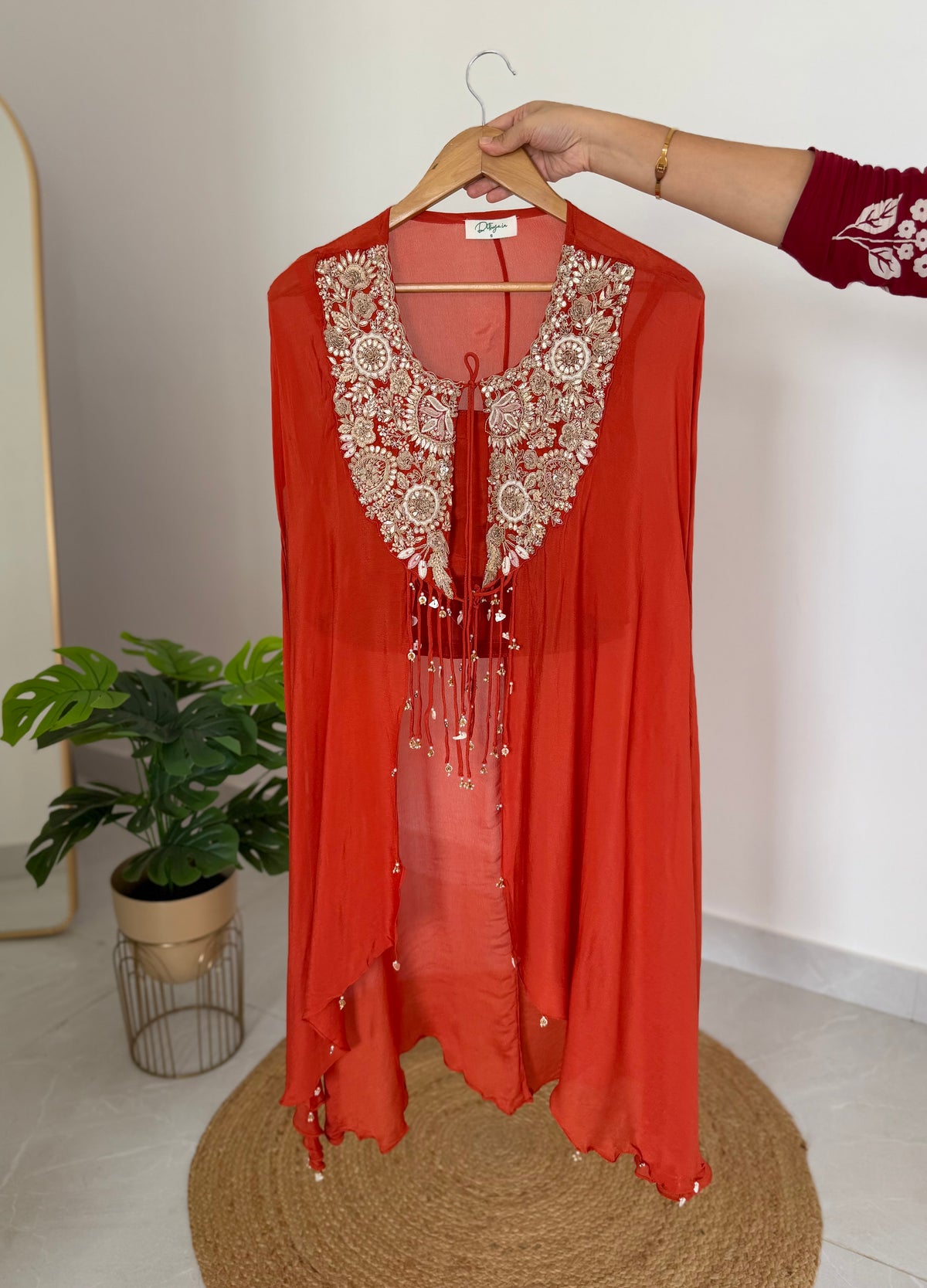 K585 - Pure Chinnon handwork kaftan with divider pants