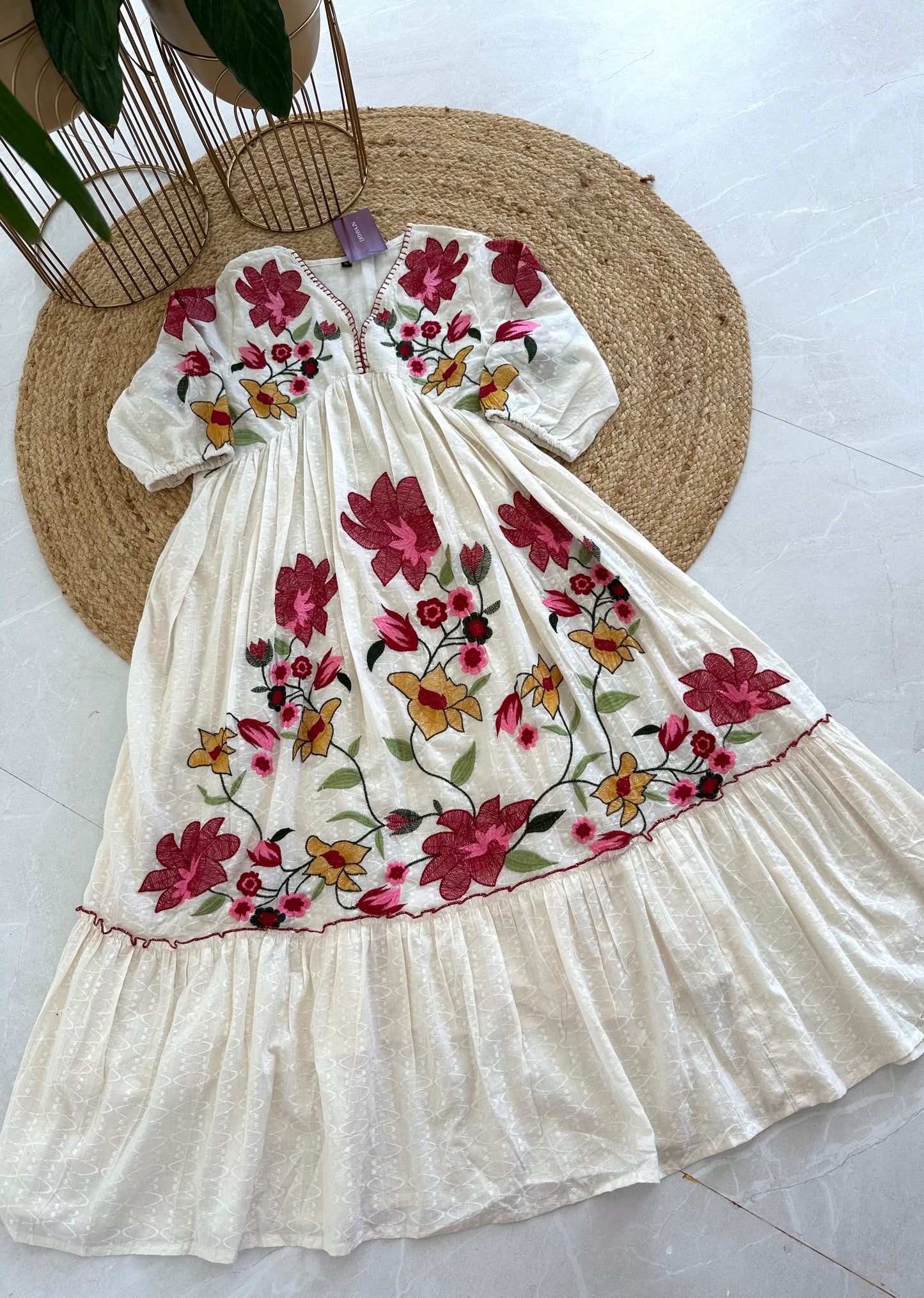 K327 - Cotton hand embroidery Dress in 4 styles