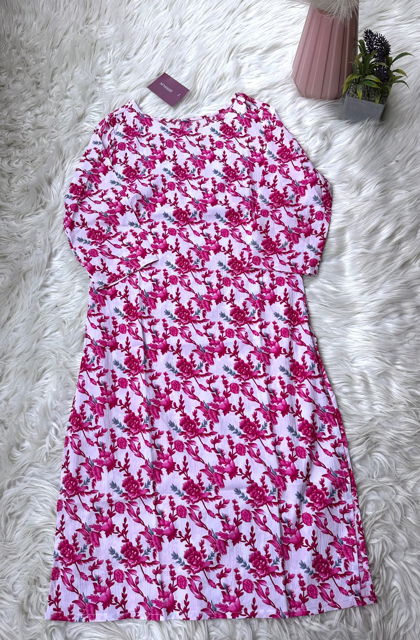 K222 - Rayon cotton printed straight Kurti in 2 prints