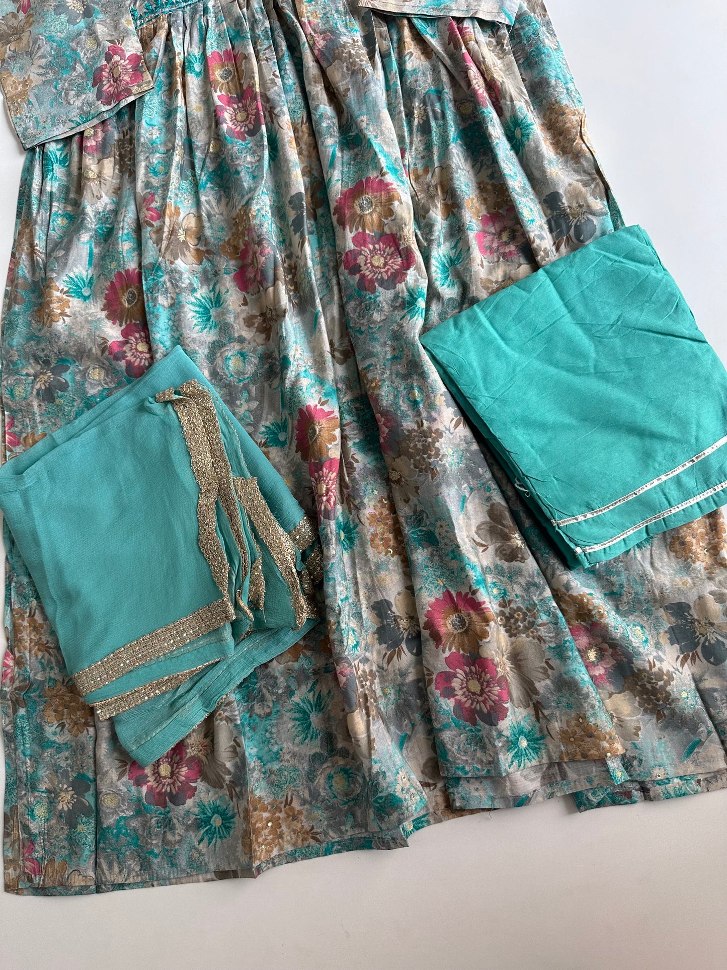 D177 - Muslin Alia cut Anarkali with pants and dupatta