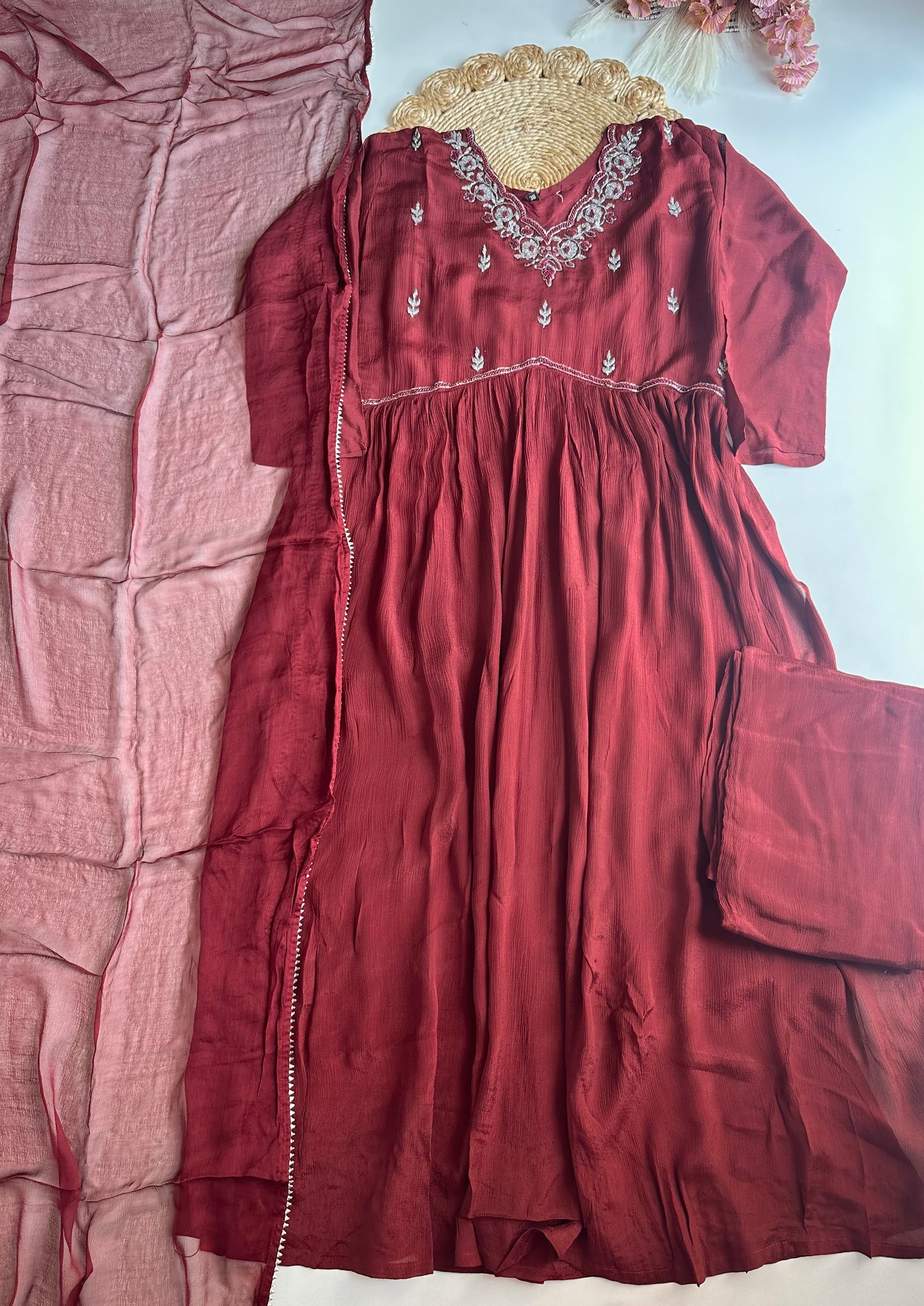 D246 - Chinnon Alia cut Anarkali with pants and dupatta