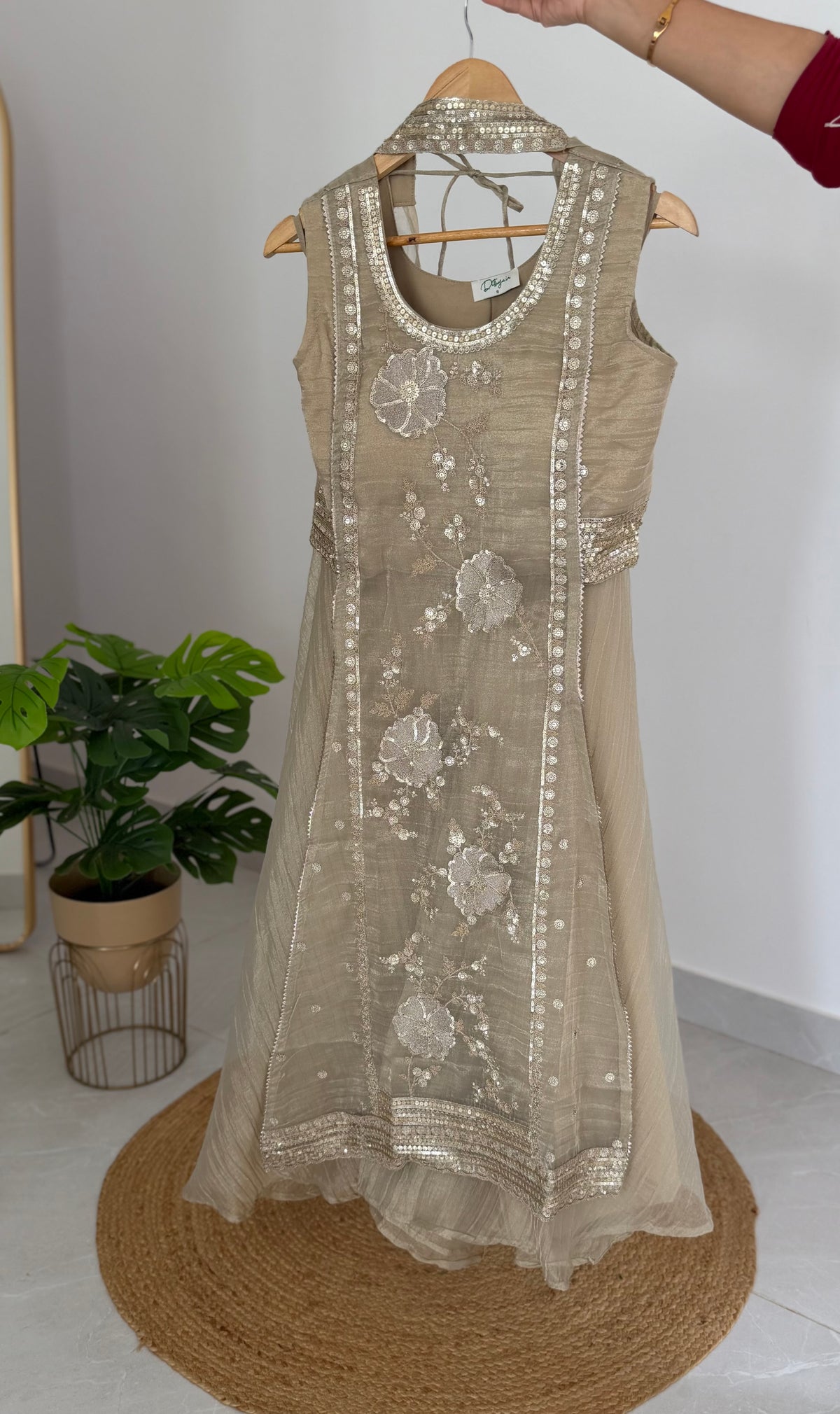 K529 - Crushed tissue handwork bustier party wear set in 2 colours