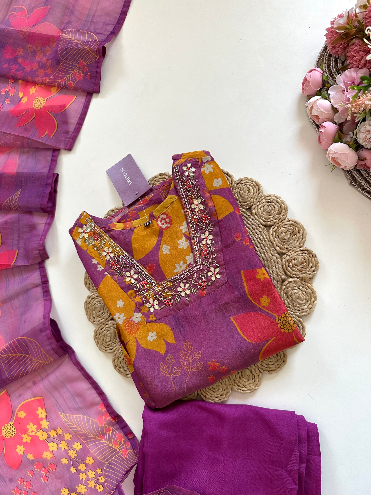 K115 - Tissue silk Anarkali with pants and dupatta