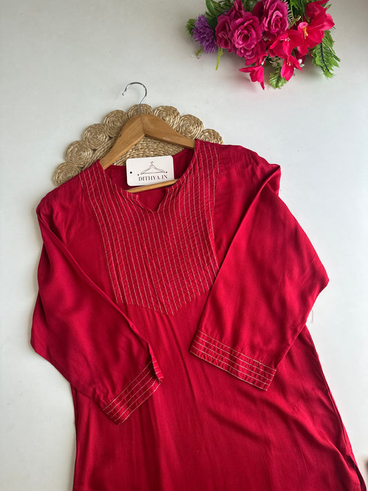 D714-Cotton straight Kurti with pants