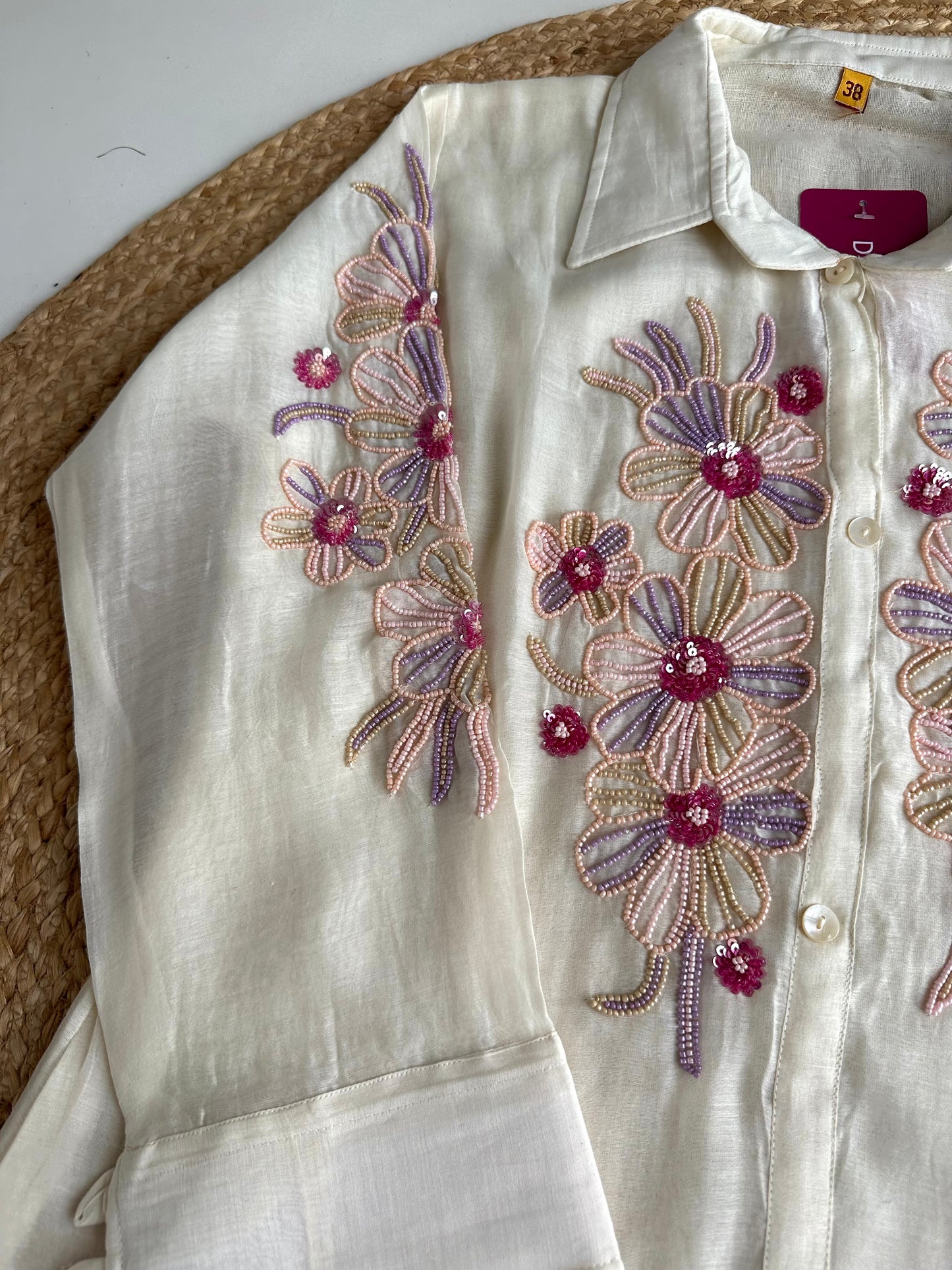 K341 - Mul Chanderi handwork coord set