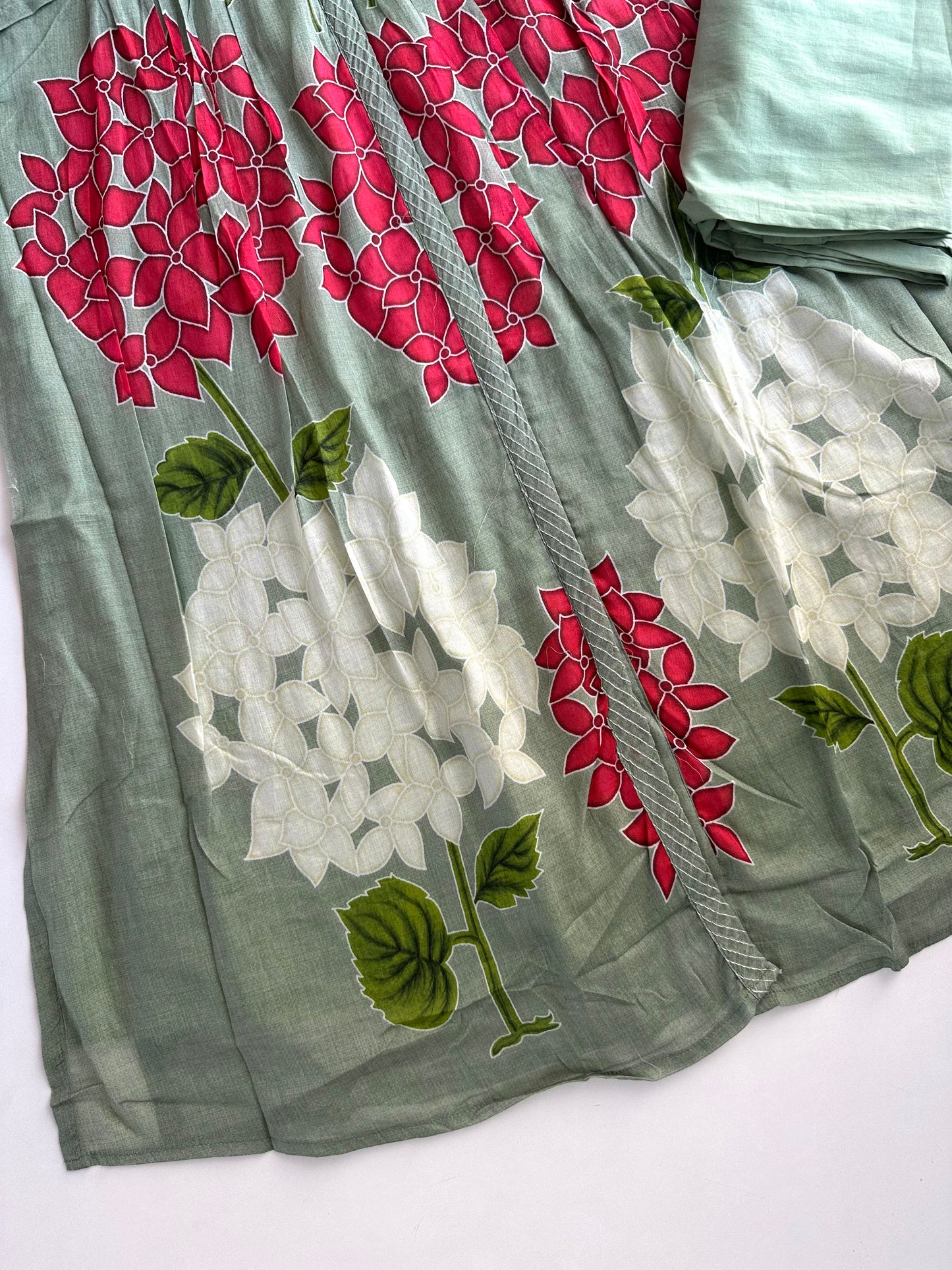 K367 - Cotton pintex floral Aline Kurti with pants