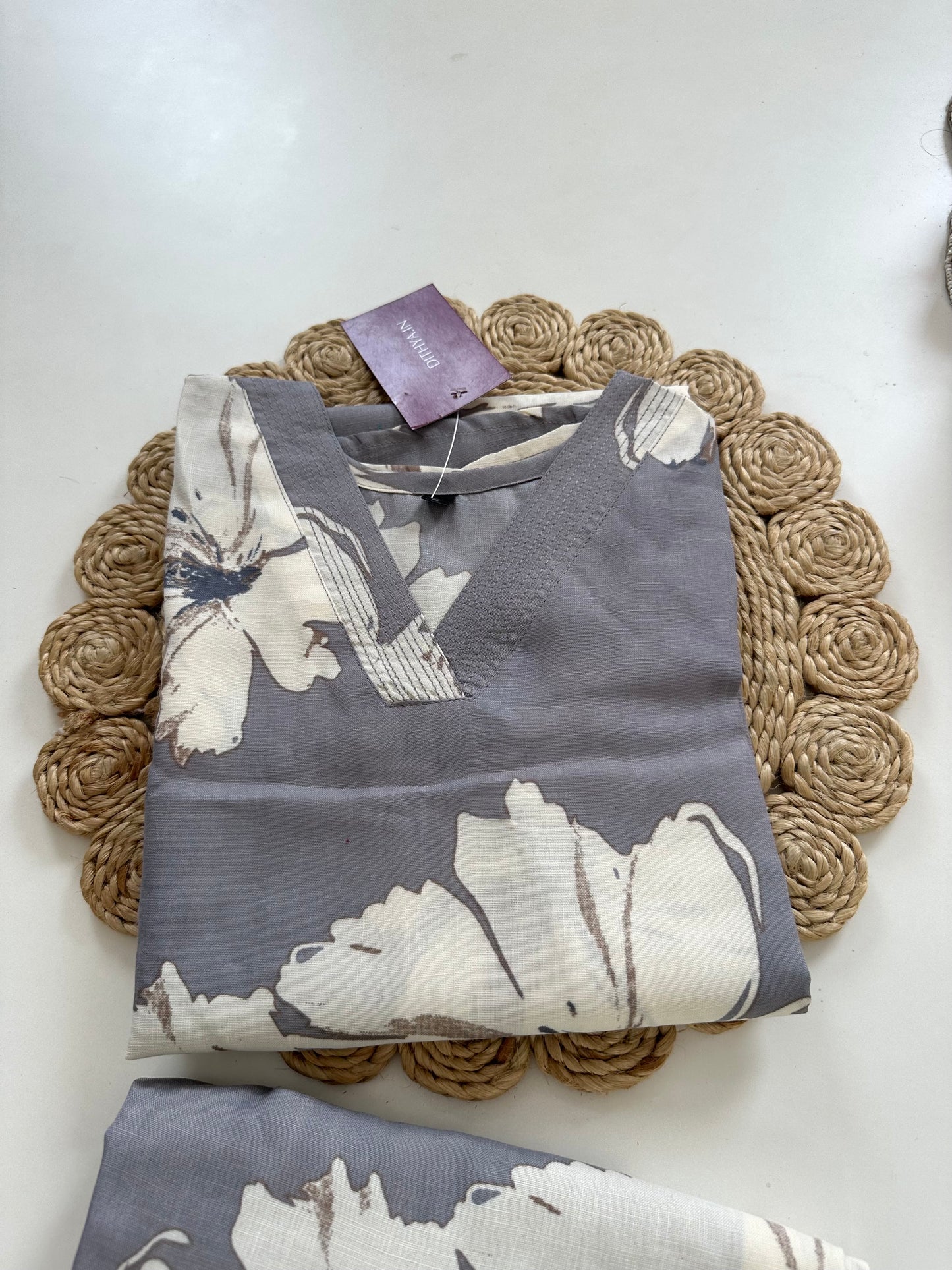 K187 - Cotton floral Kurti with pants in 4 colours