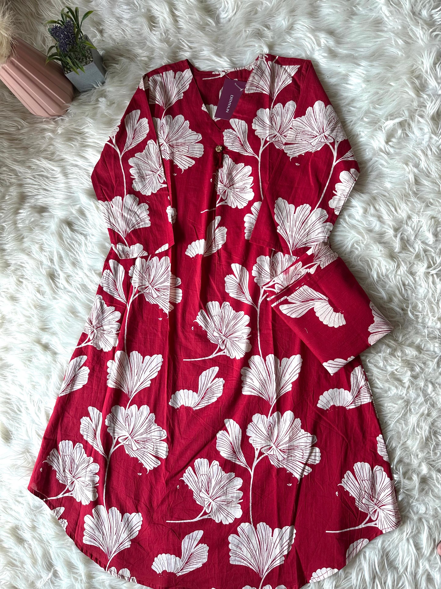 K232 - Cotton printed Aline Kurti with pants