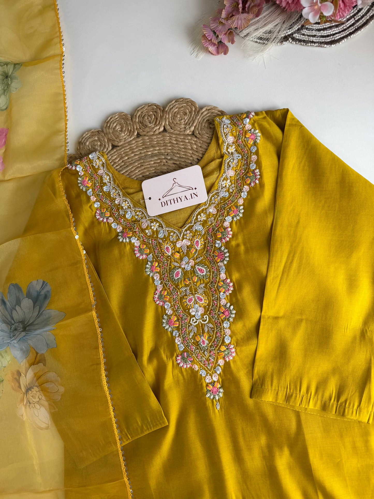 K500 - Roman silk straight Kurti with pants and dupatta