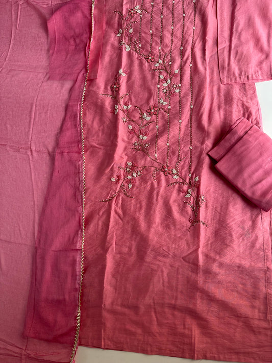 D266 - Dola silk straight kurti with pants and dupatta