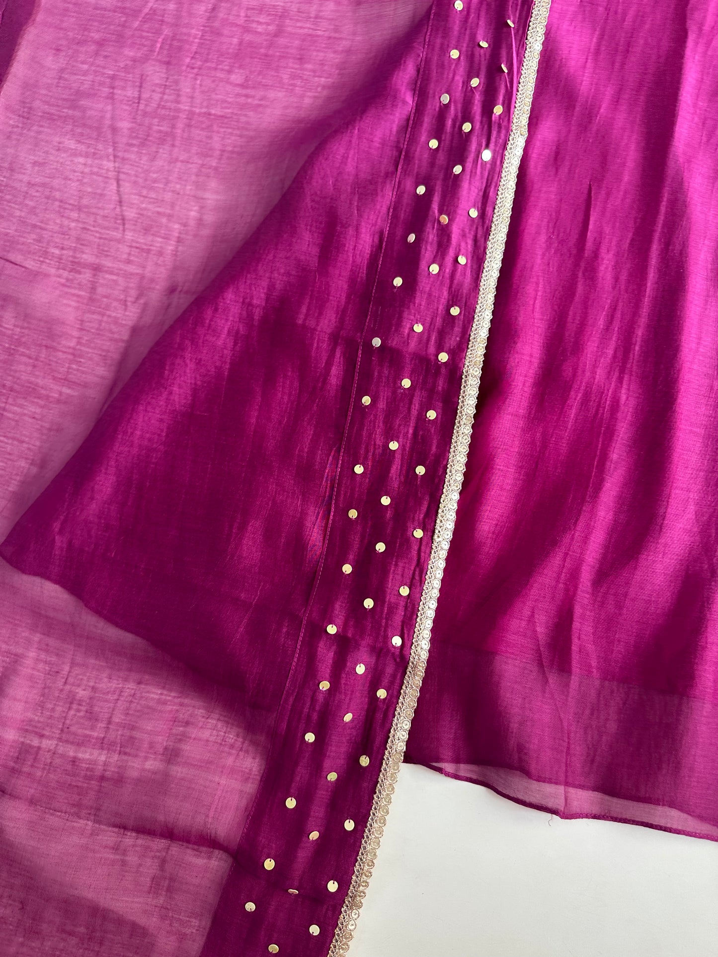 K032 - Pure mul Chanderi handwork Aline Kurti with pants and dupatta in 2 colours