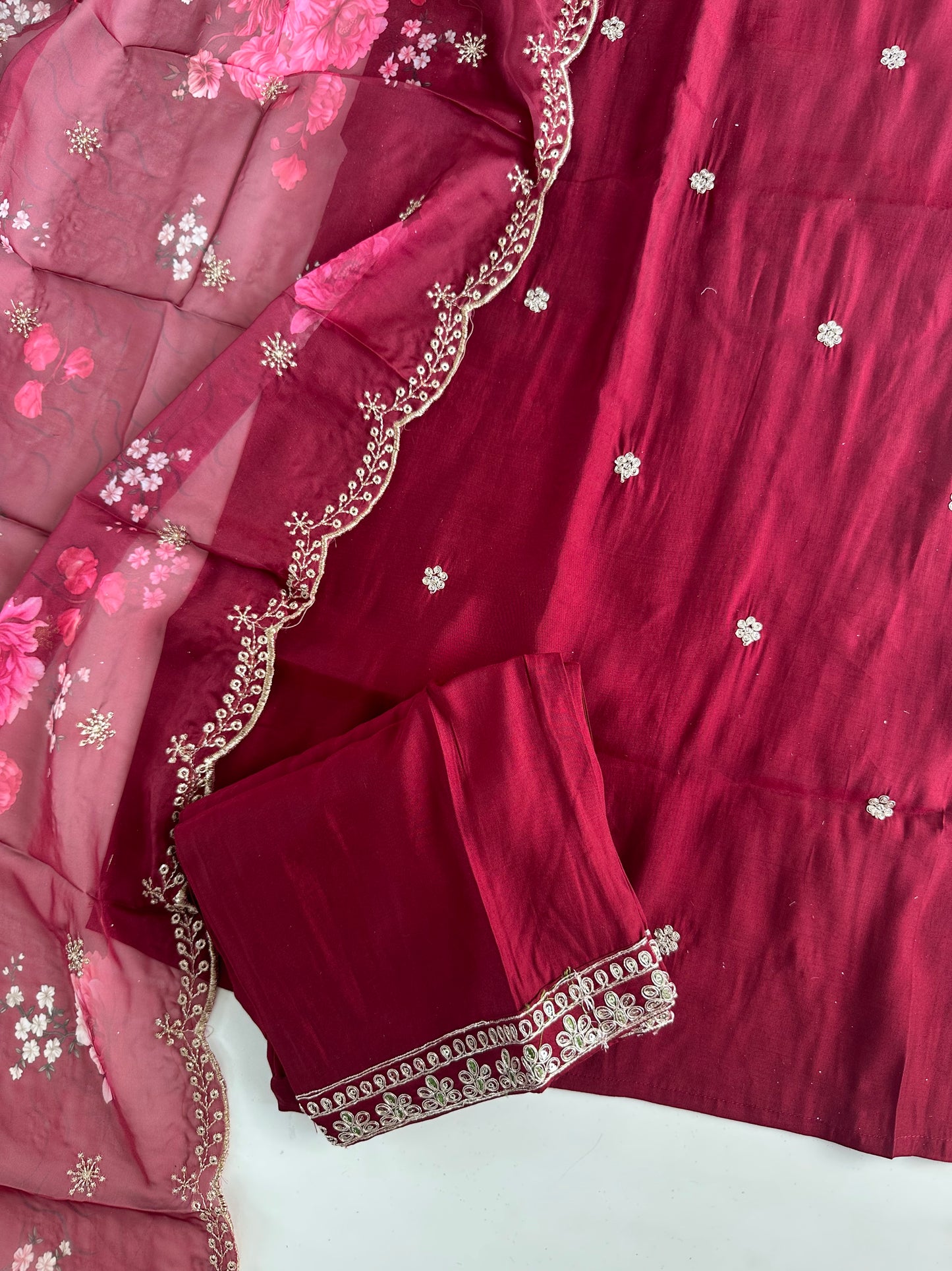 D281 - Roman silk straight kurti with pants and dupatta