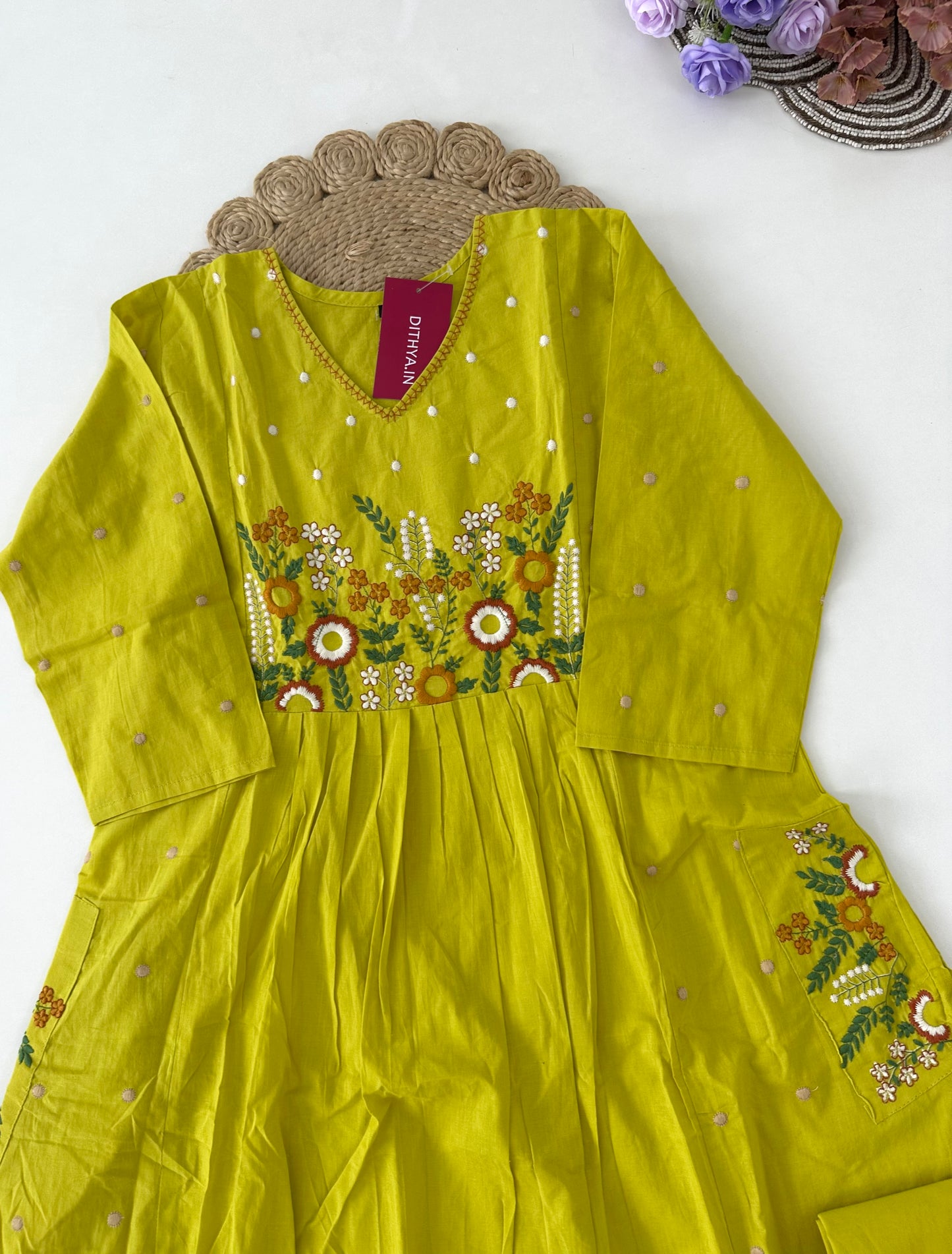 K044 - Cotton Aline kurti with pants