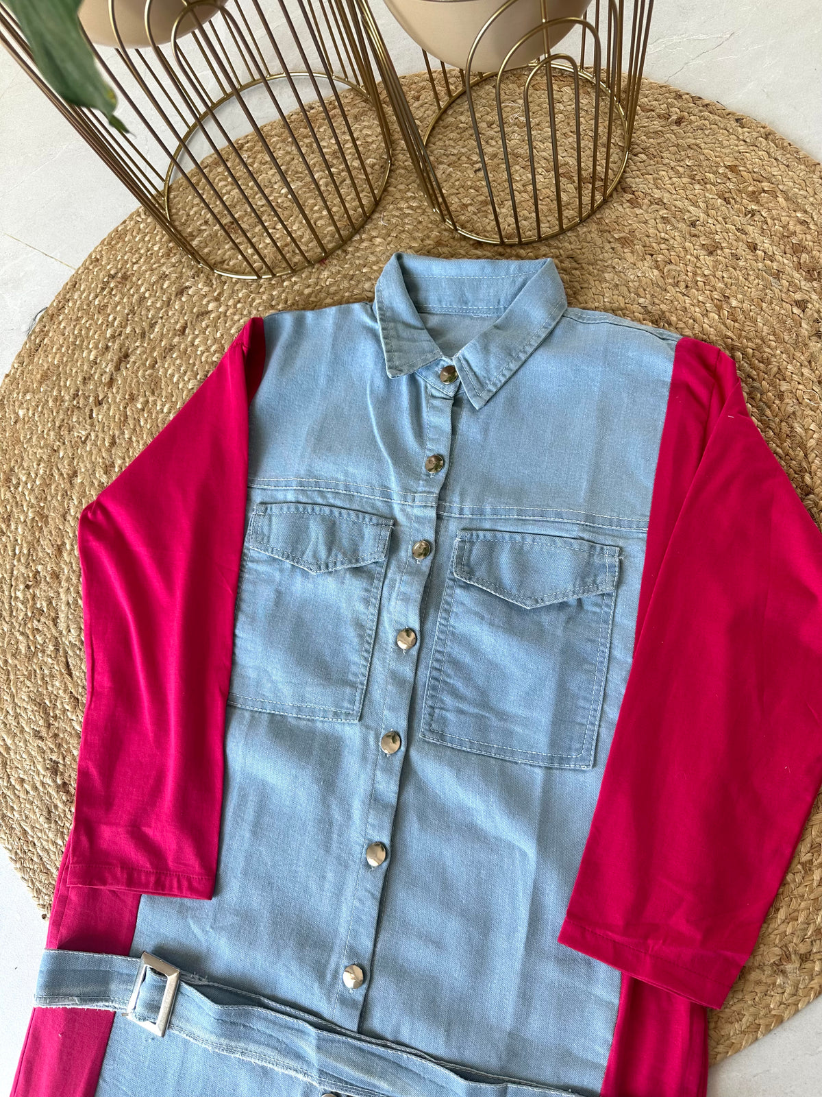 W009 - Denim Shirt Dress with belt in 2 colours