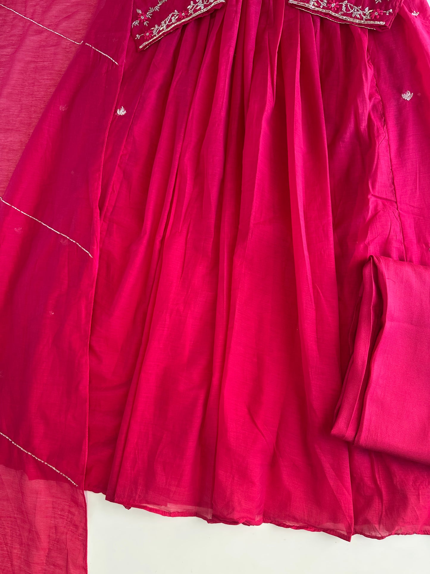 K305 - Mul Chanderi Anarkali with pants and dupatta in 2 colours