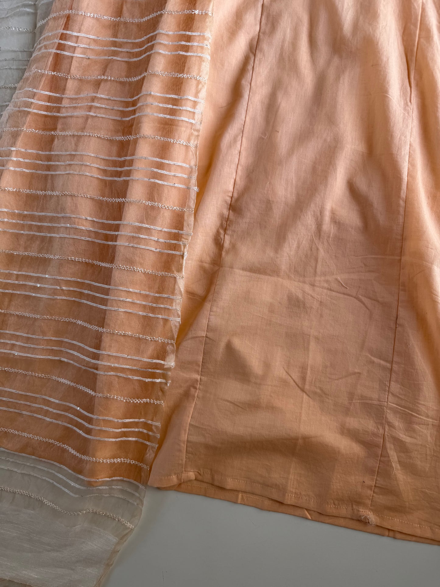 K727 - Mul cotton embroidered Aline Kurti with pants and dupatta