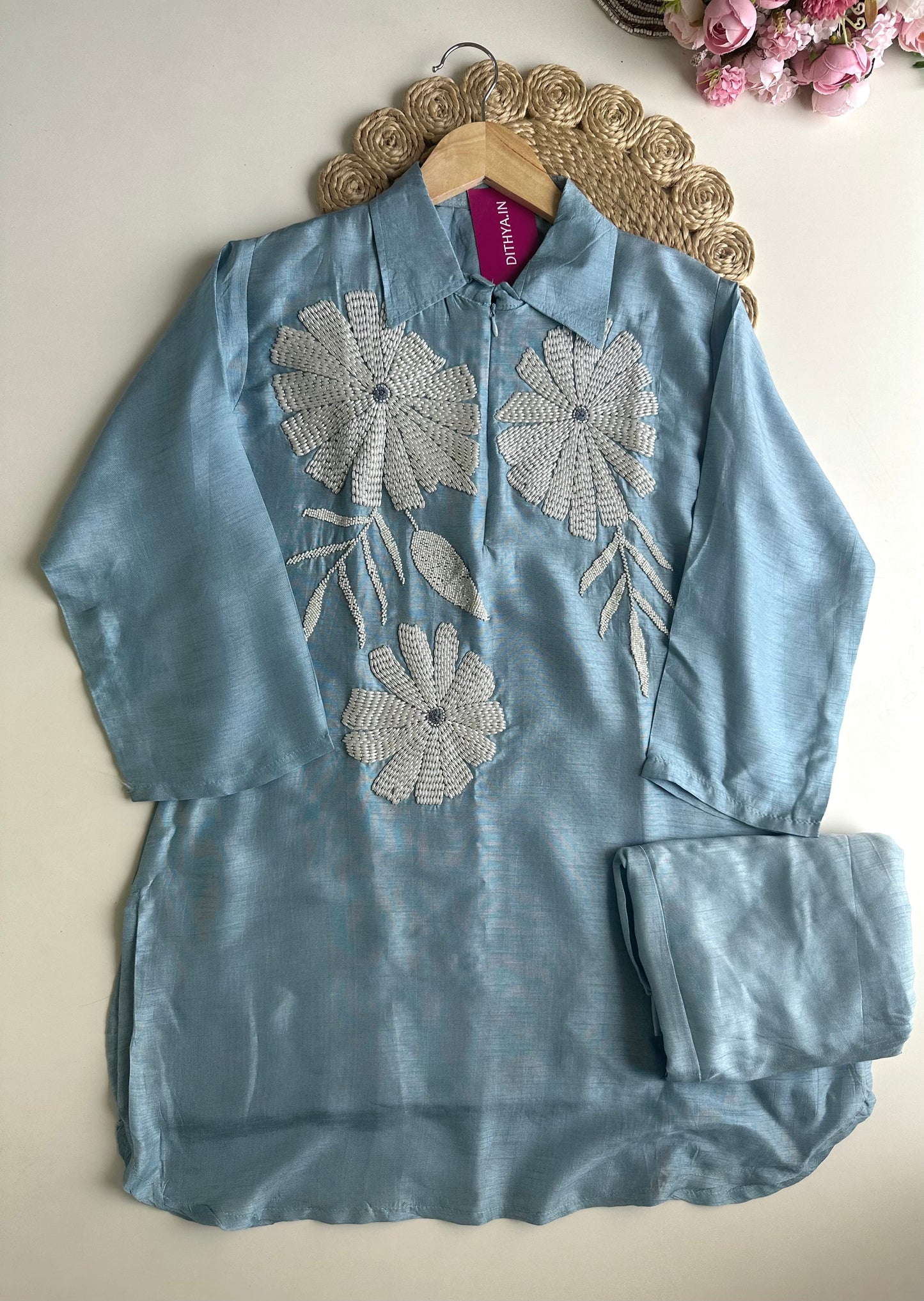 K007 - Russian silk pearl work coord set