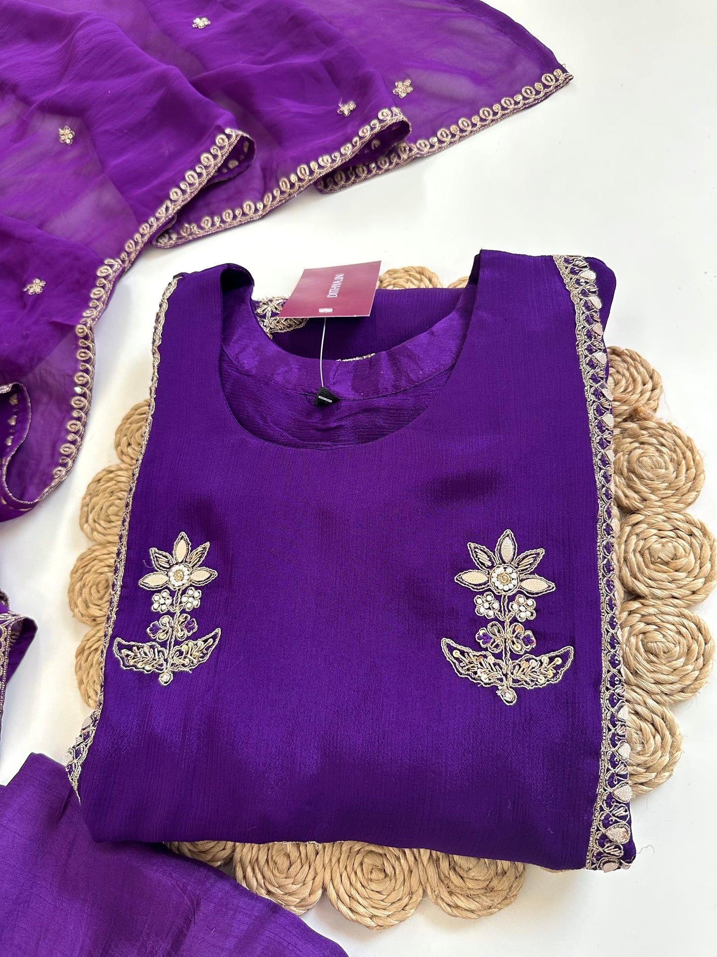 K085 - Chinnon Handwork Anarkali with pants and dupatta