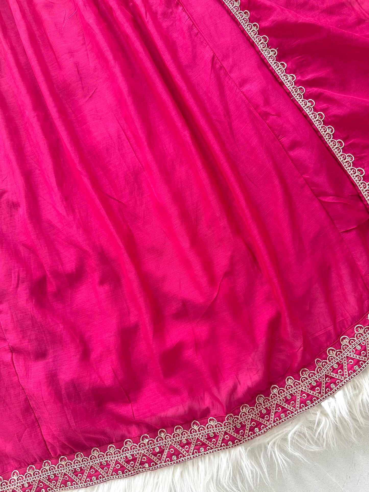 K369 - Mul Chanderi zari work Aline Kurti with pants and dupatta in 2 colours