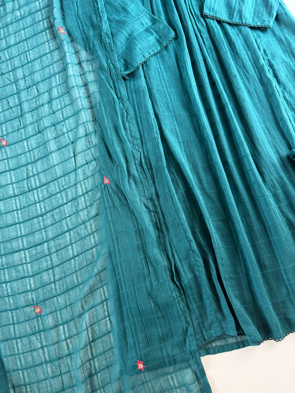 K086 - Kota doriya embroidered Anarkali with pants and dupatta