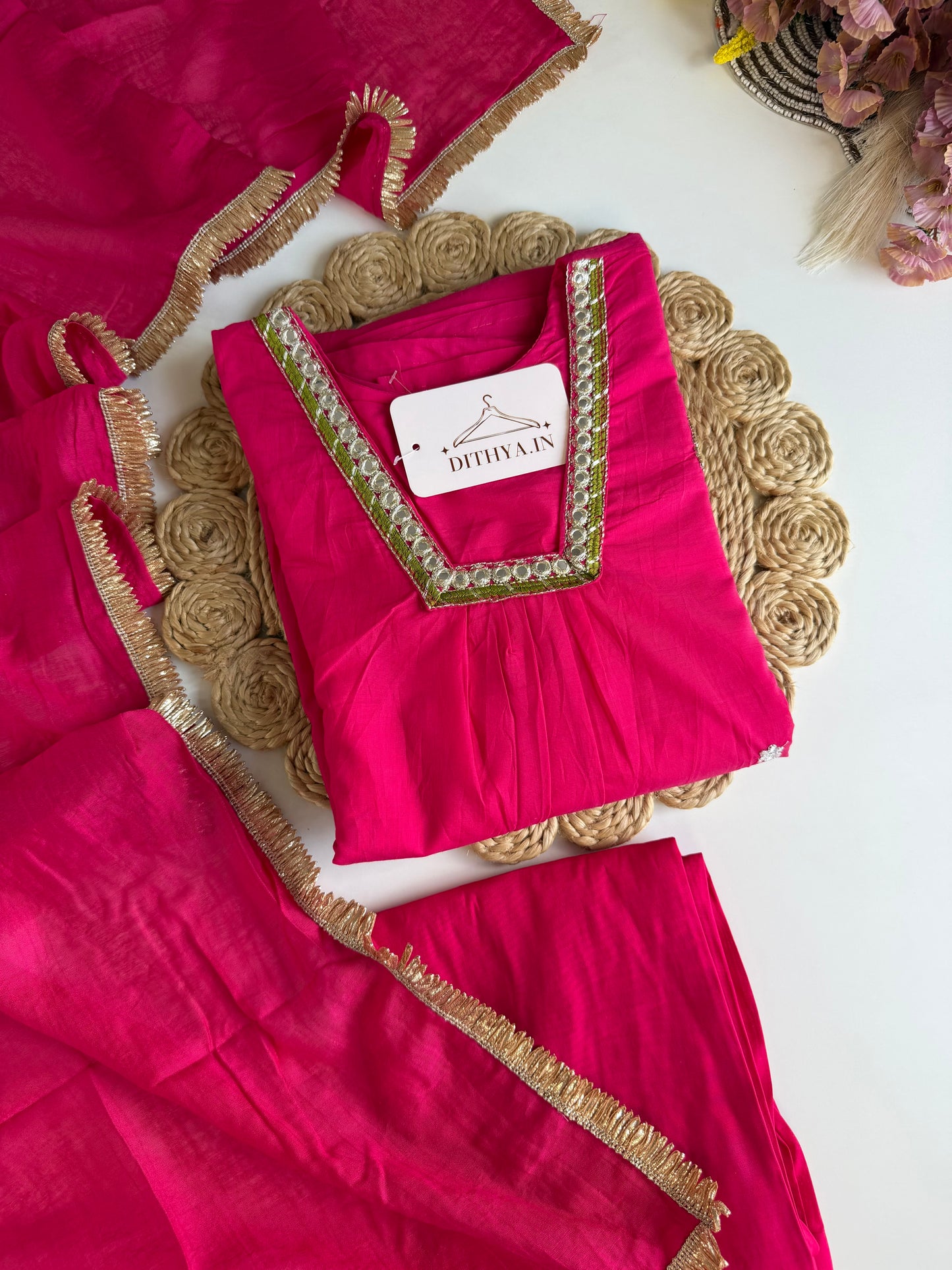 K272 - Roman silk Anarkali with pants and dupatta