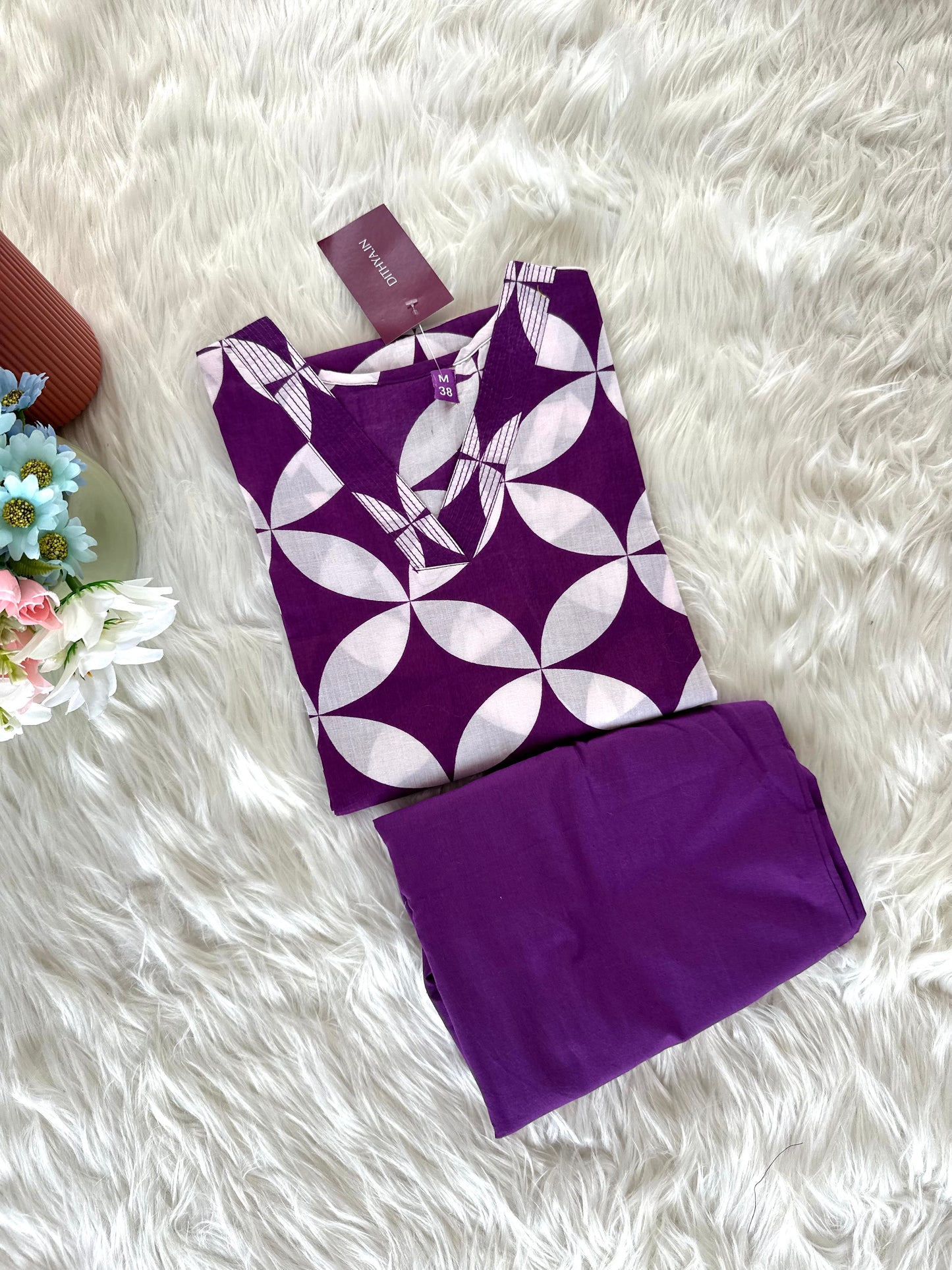 K229 - Cotton printed Kurti with pants in 3 colours