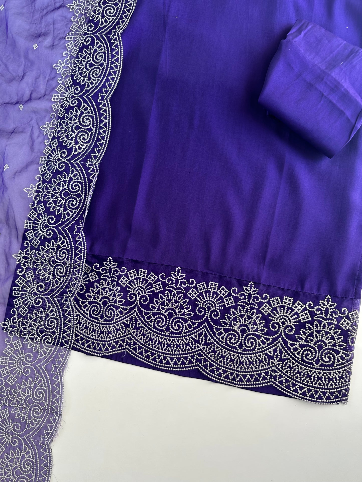 K100 - Roman silk Embroidered straight kurti with pants and dupatta