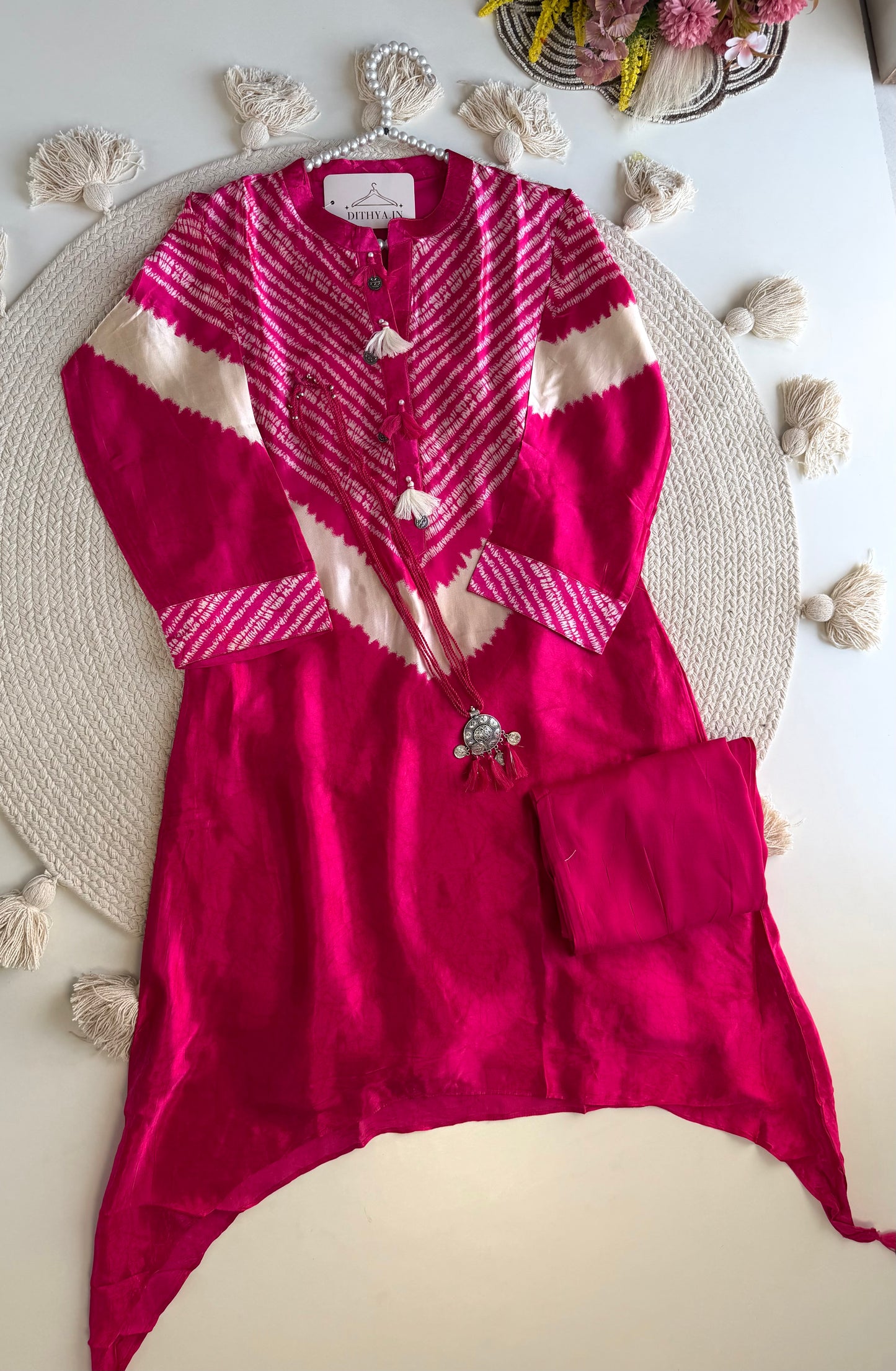 K420 - Gaji silk Long coord set in 2 colours