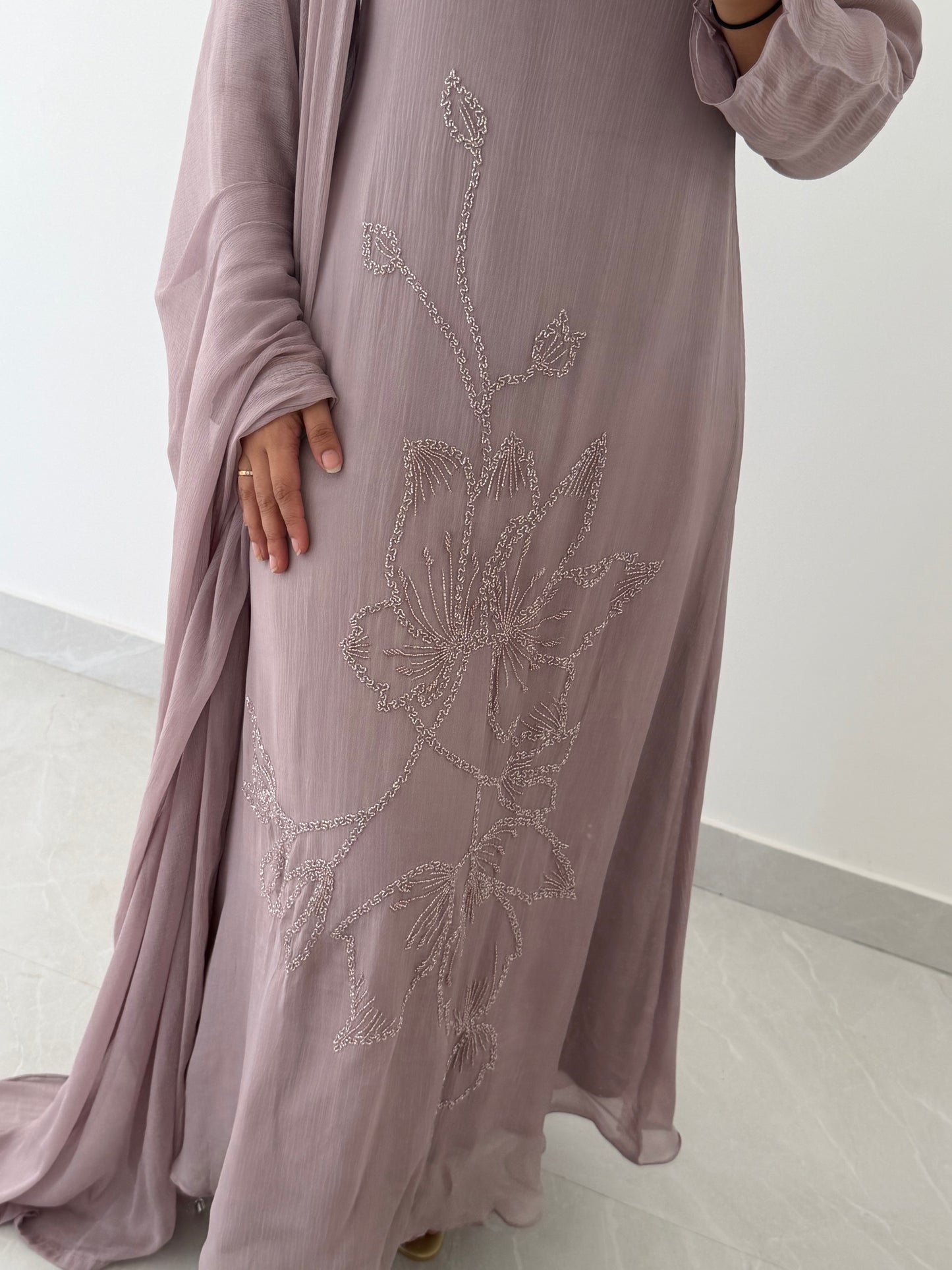 K530 - Chinnon cutdhana work Anarkali with pants and dupatta