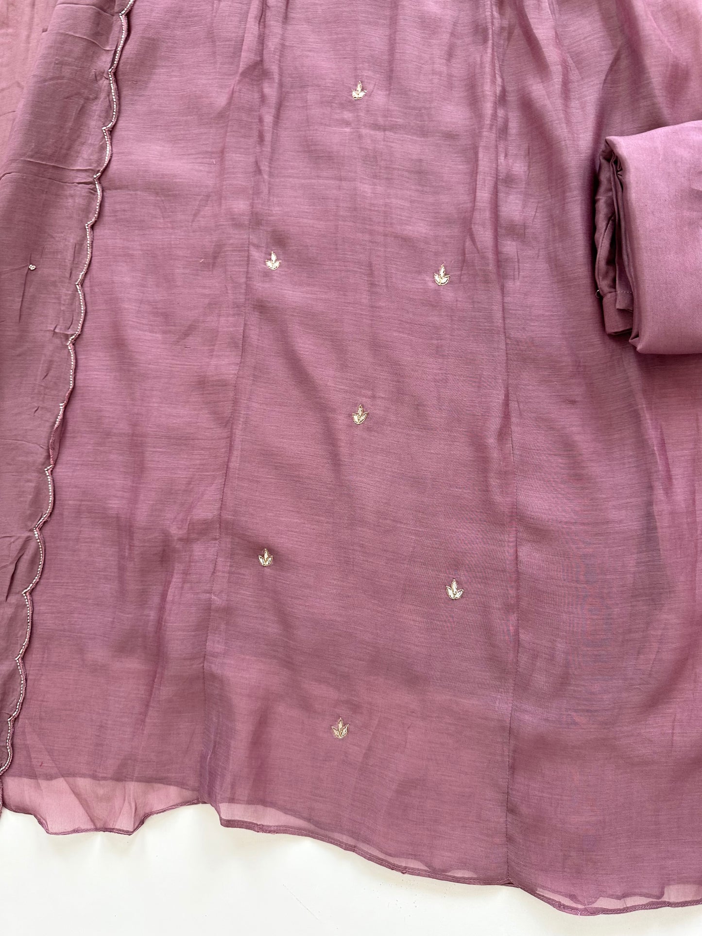 K261 - Mul Chanderi handwork Anarkali with pants and dupatta in 2 colours