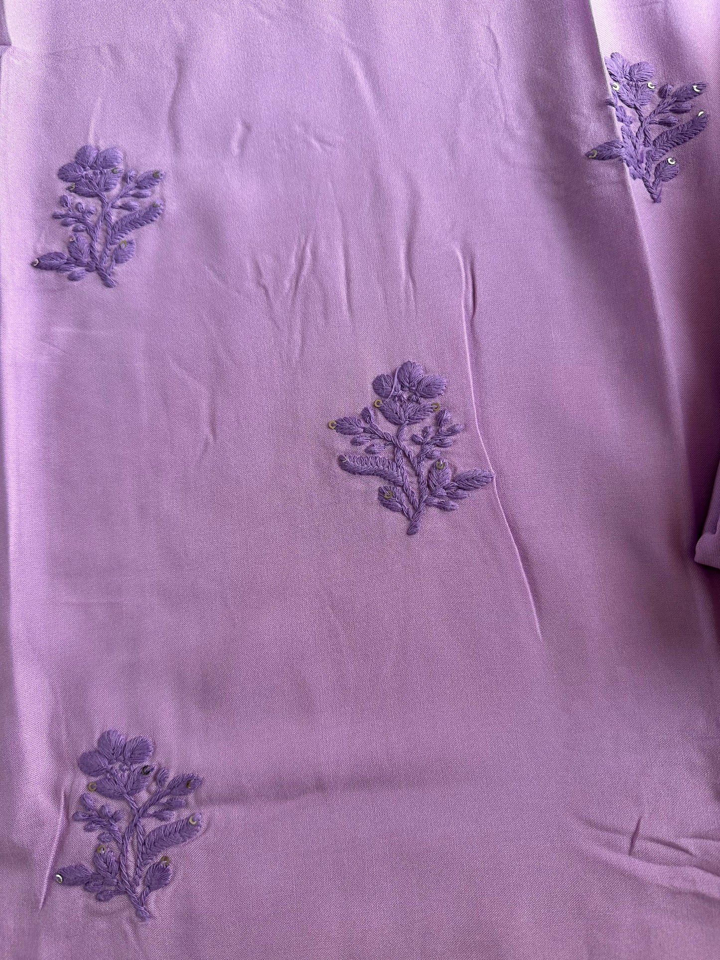 K246 - Mul cotton embroidered straight Kurti with pants