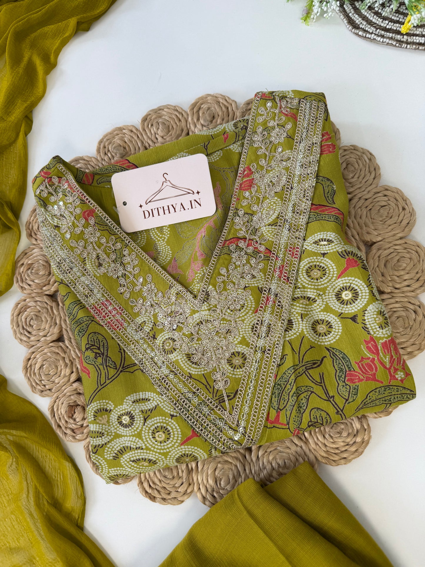 K539 - Roman silk embroidered straight Kurti with pants and dupatta