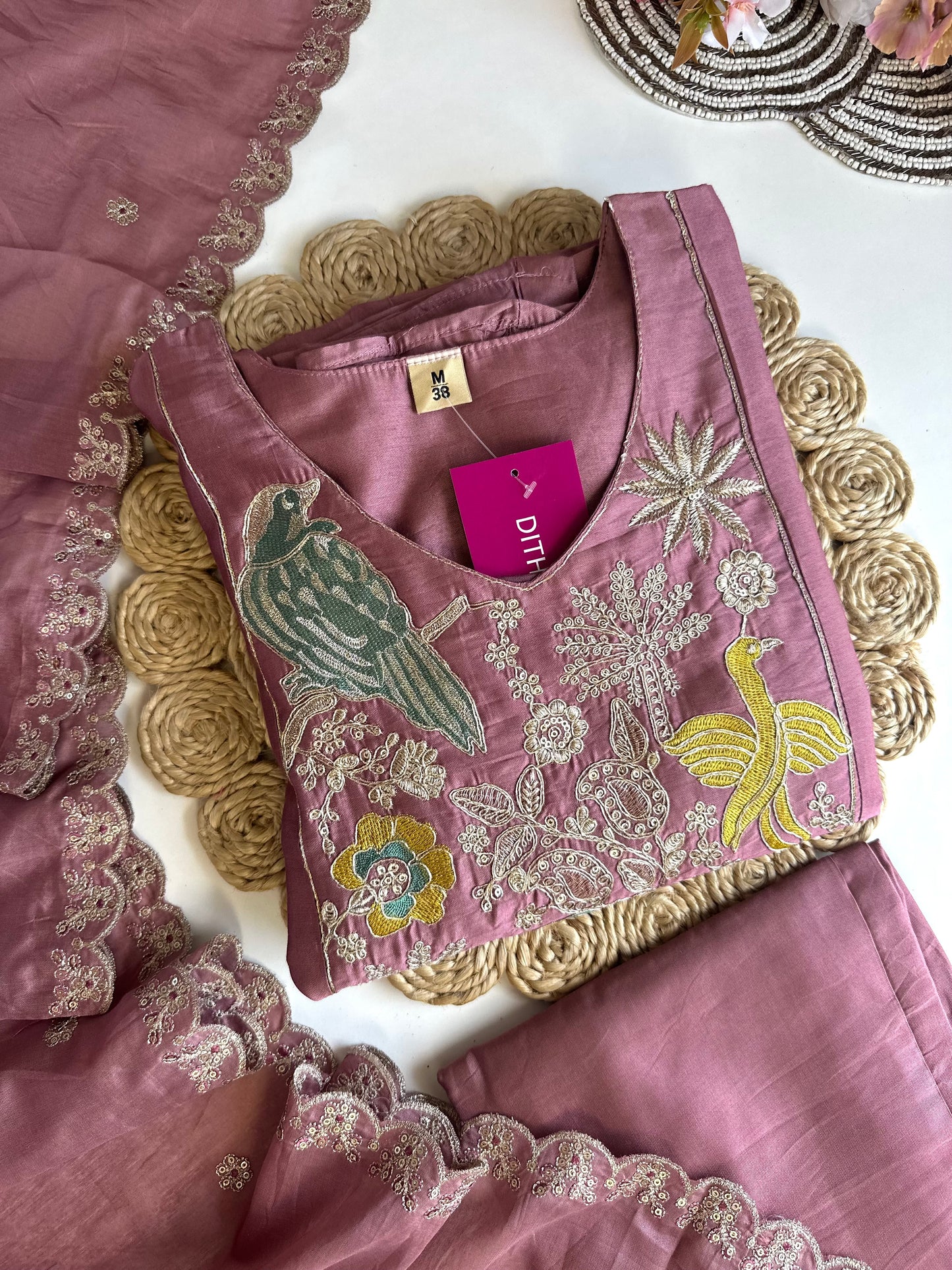 K458 - Roman silk Anarkali with pants and dupatta