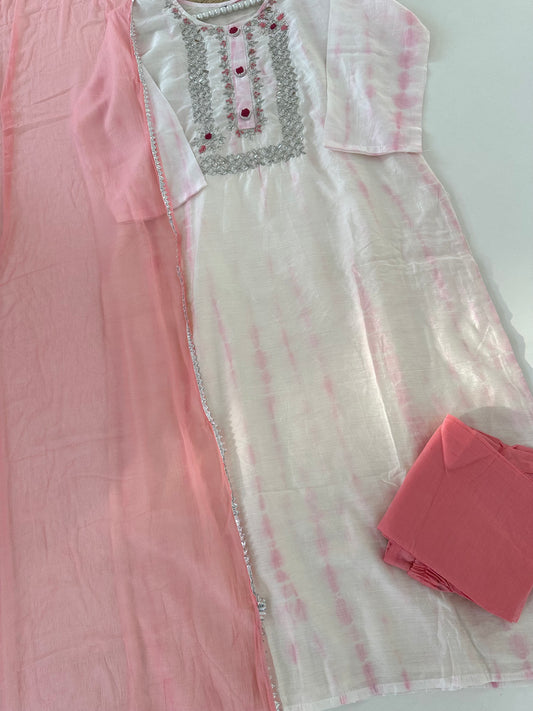 D308 - Dola silk straight kurti with pants and dupatta