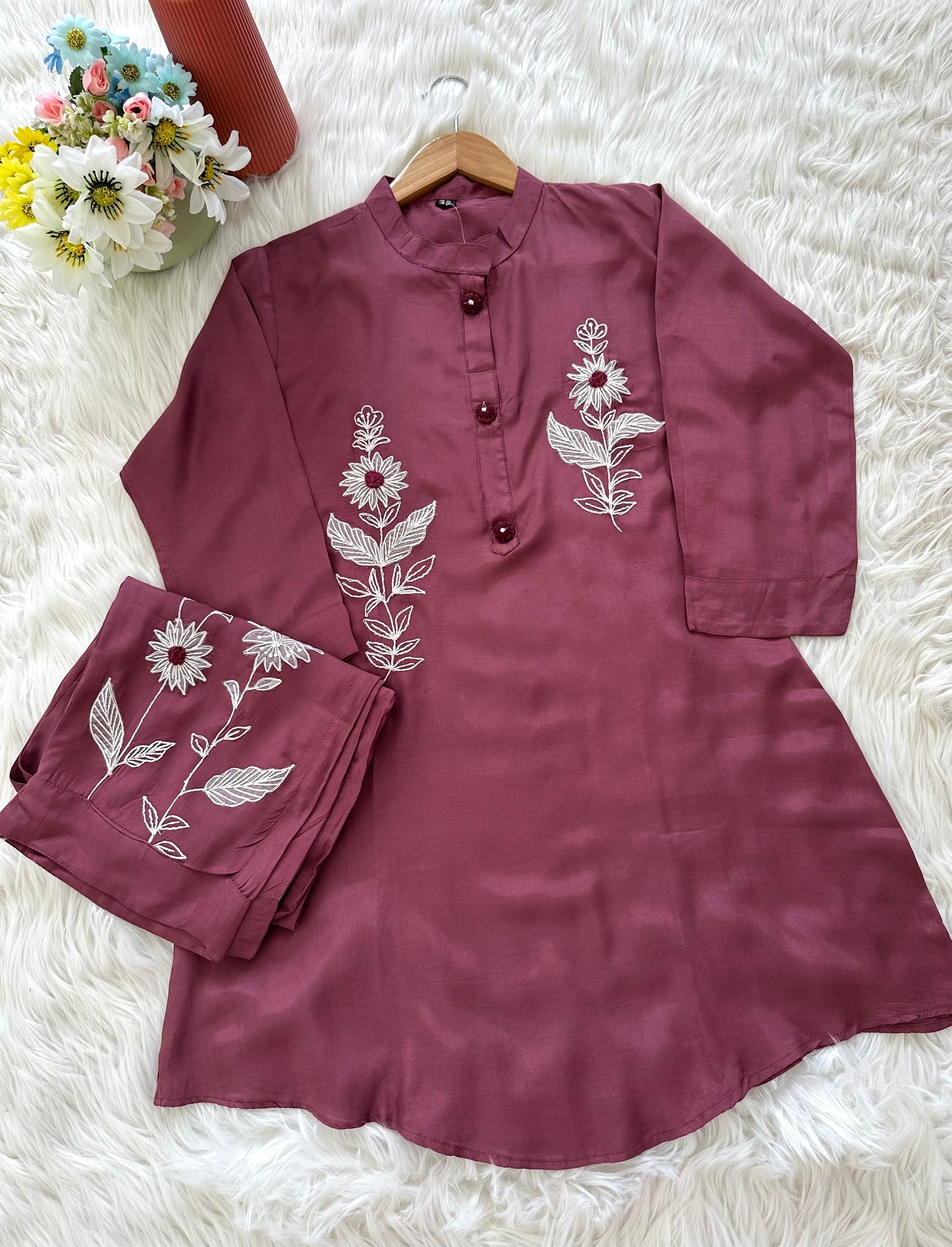 K329 - Muslin embroidered coord set