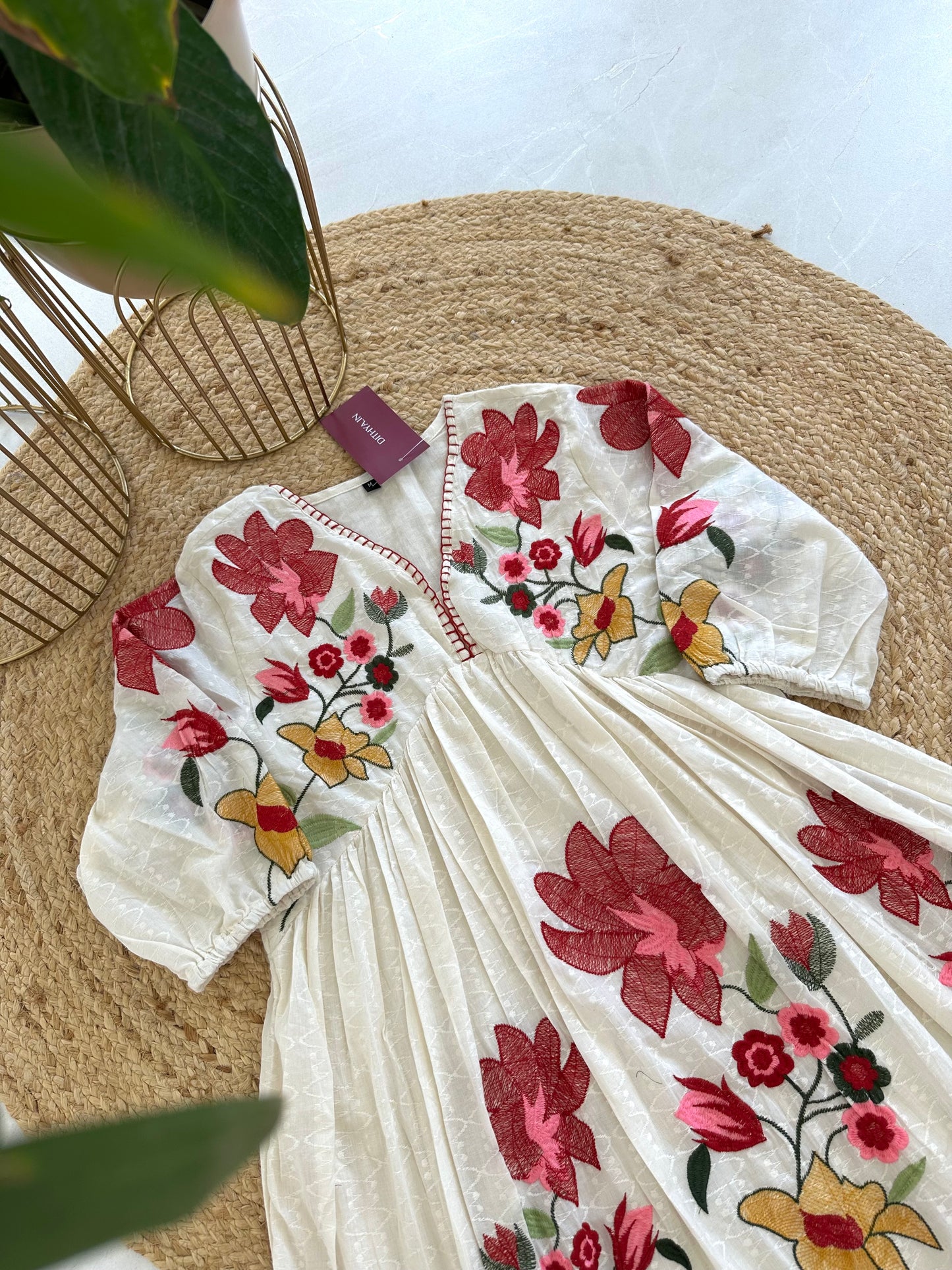 K327 - Cotton hand embroidery Dress in 4 styles