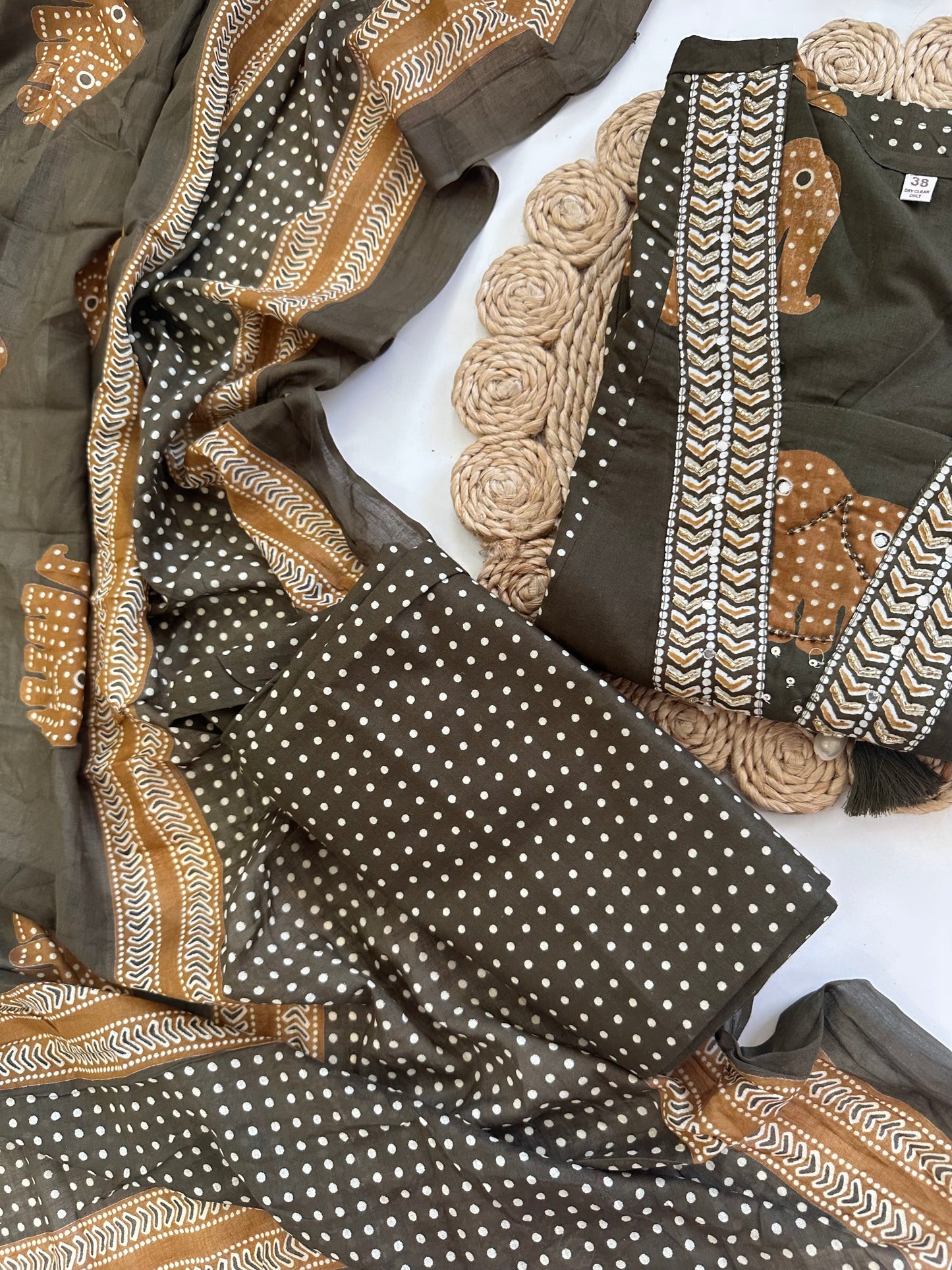 K044 - Cotton Aline Kurti with pants and dupatta
