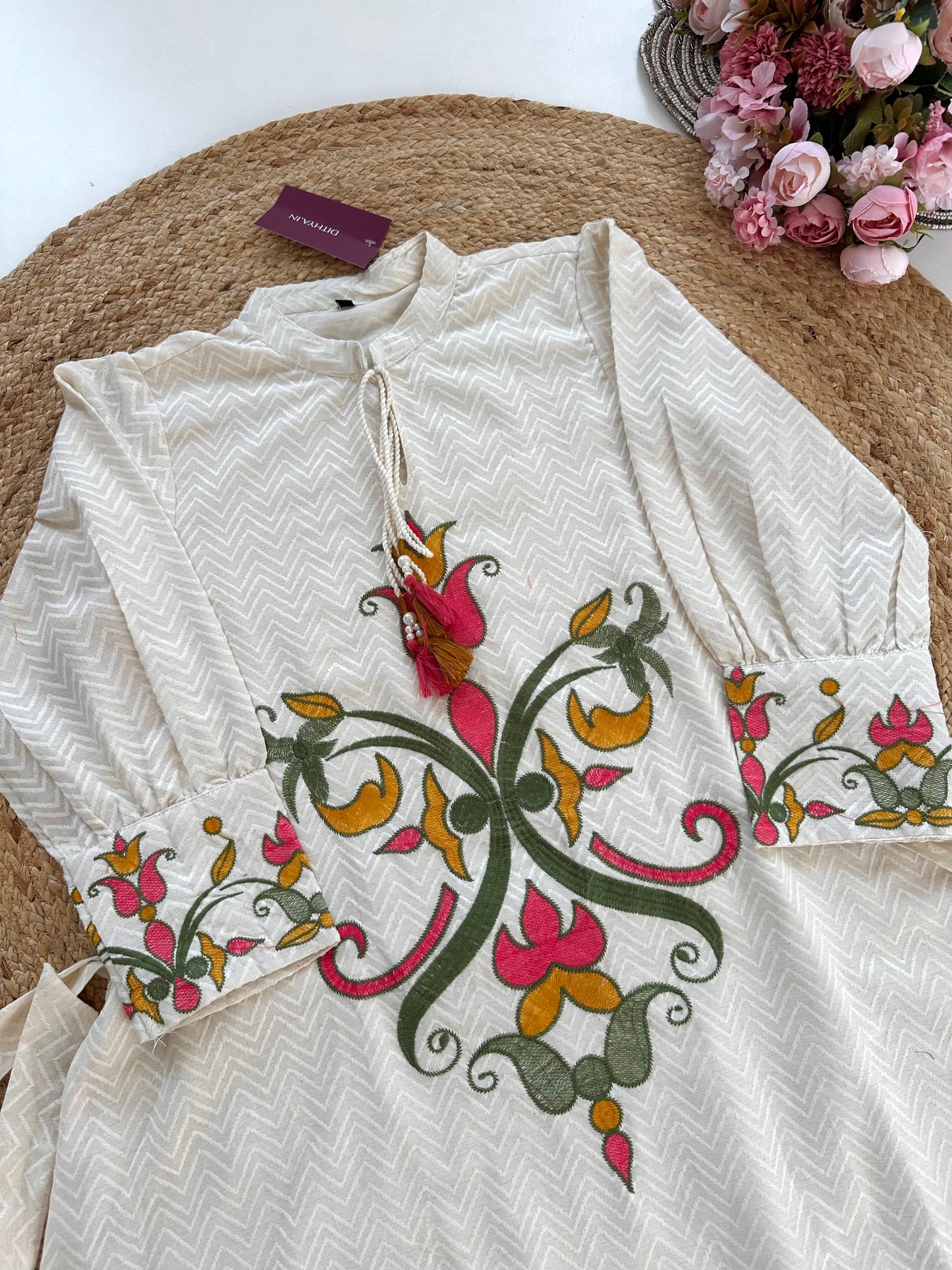 K409 - Cotton embroidered short tunic