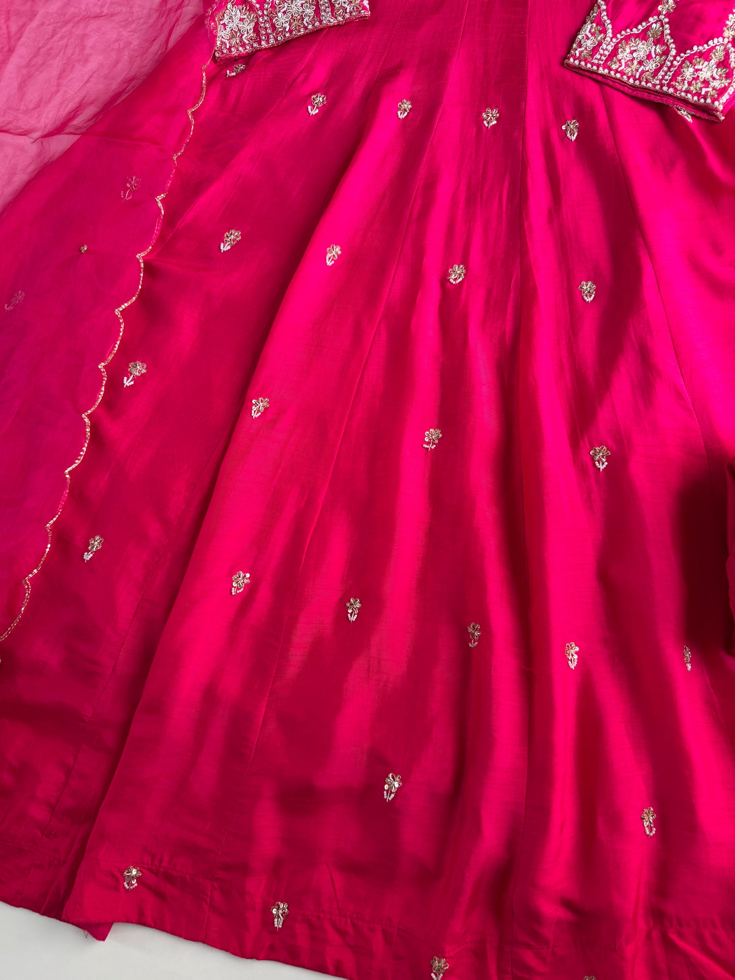 K180 - Russian silk handwork Anarkali with pants and dupatta