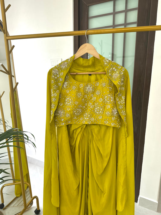 K123 - Chinnon Handwork Cape , crop top and skirt