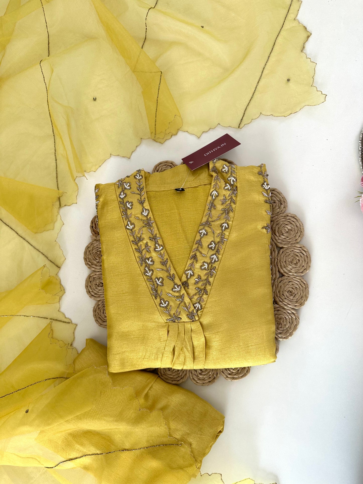 K200 - Russian silk handwork Anarkali with pants and dupatta .