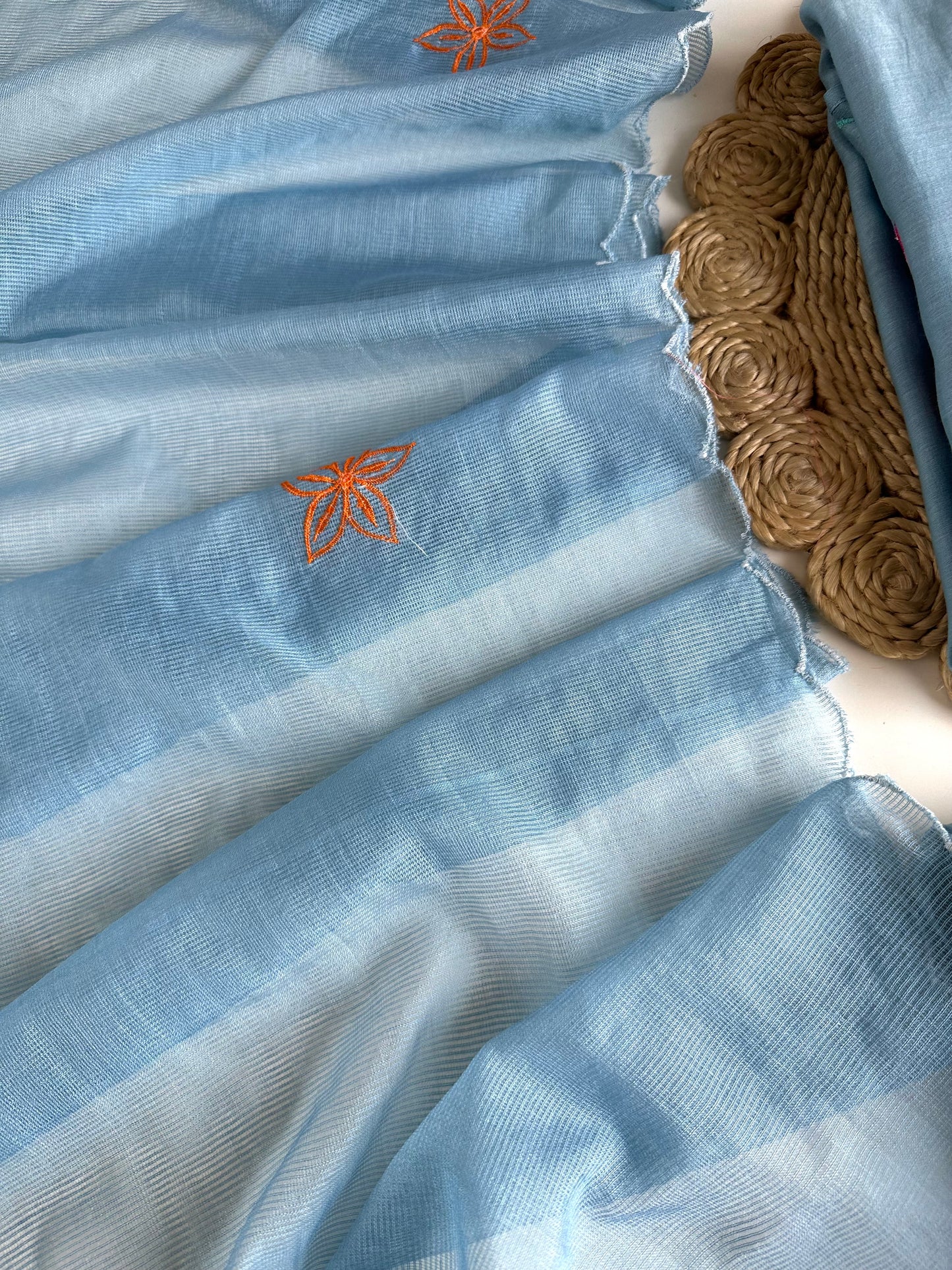 K367 - Mul Chanderi appliqué work Aline Kurti with pants and dupatta