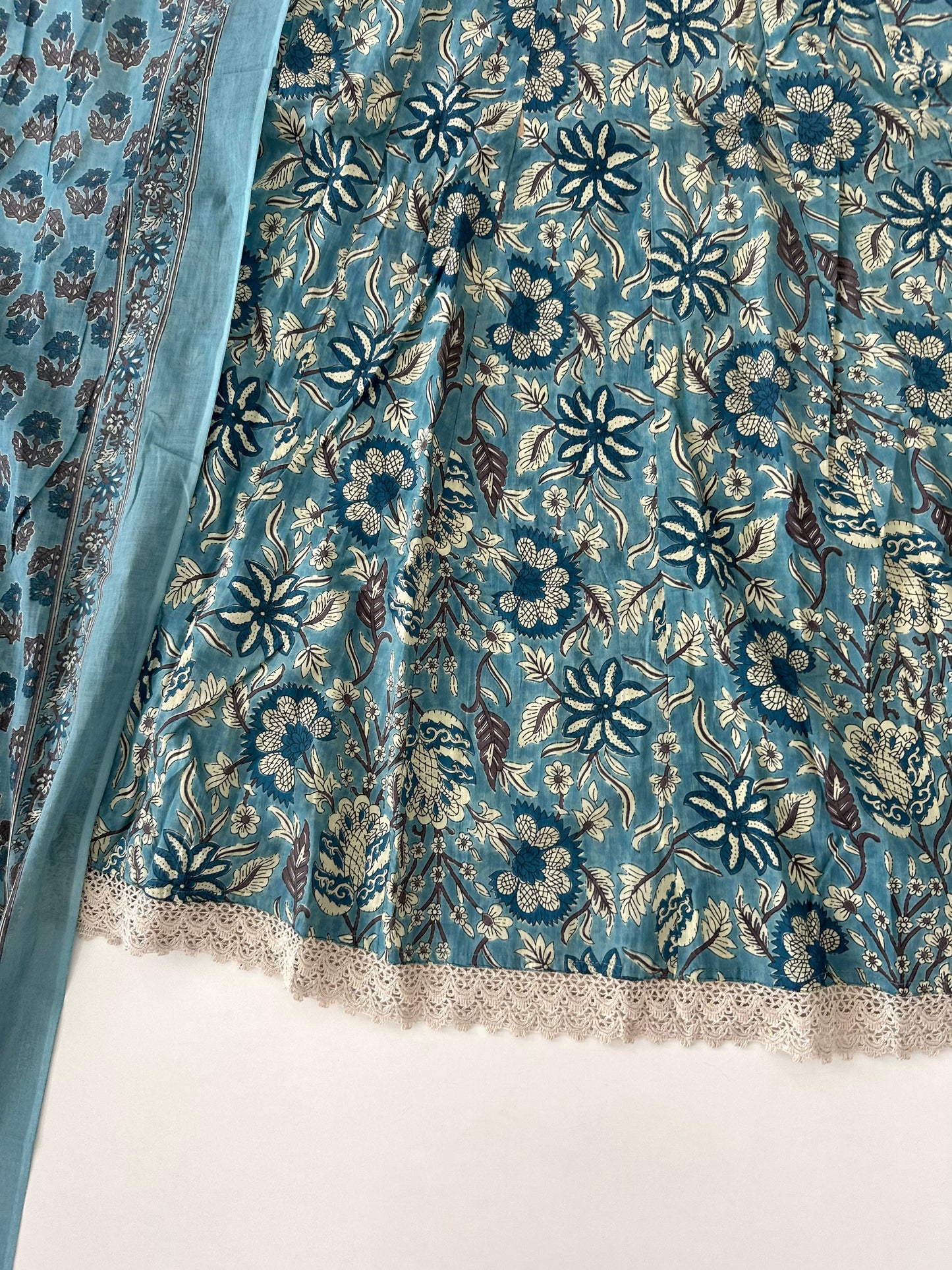 K103 - Cotton floral Anarkali with pants and dupatta