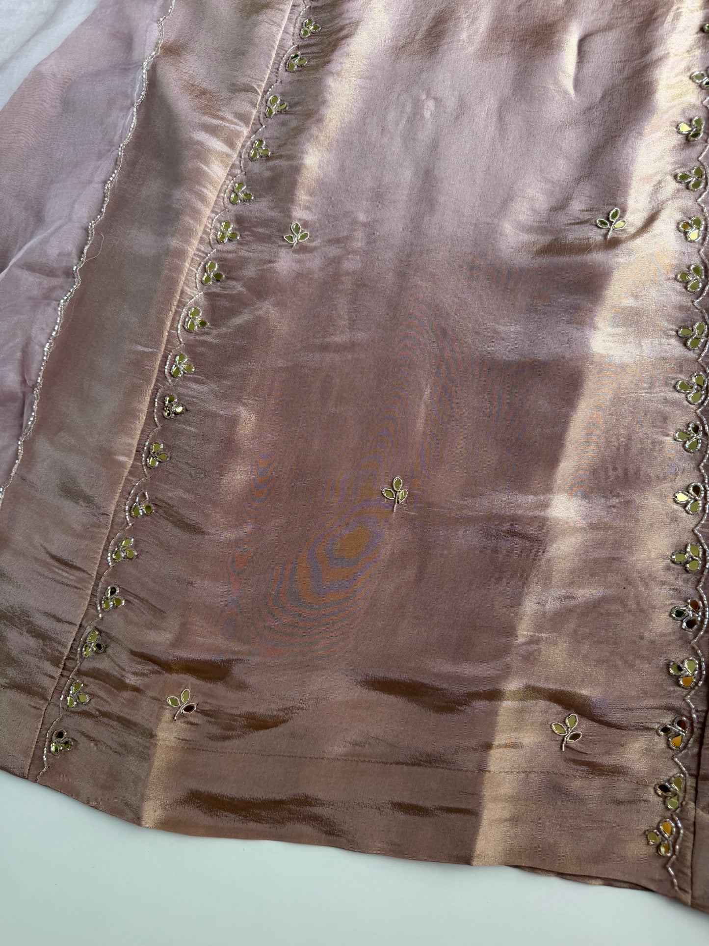 K722 - Tissue silk jewel work Anarkali with pants and dupatta