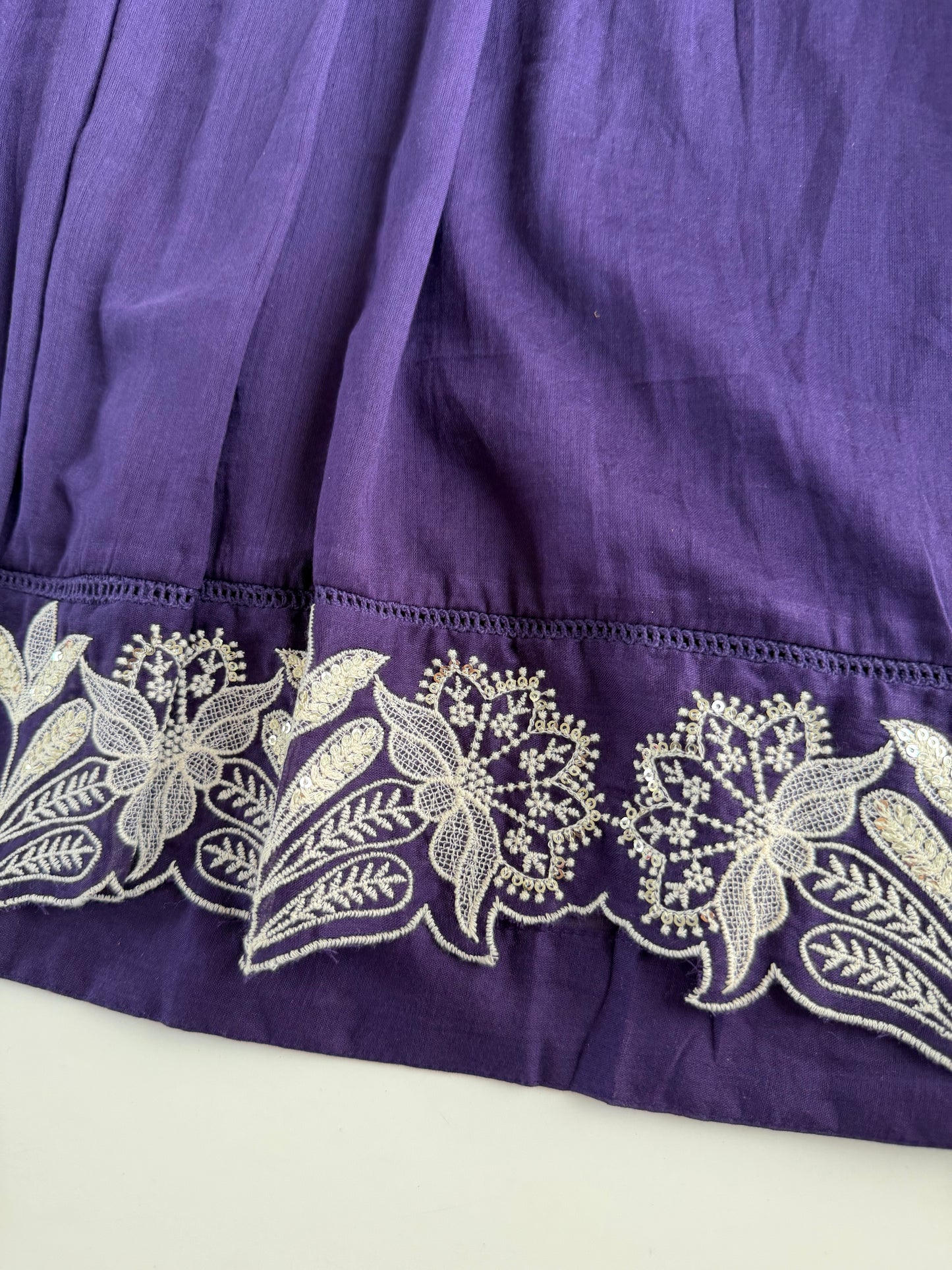 K650 - Mul cotton embroidered Anarkali with pants and dupatta