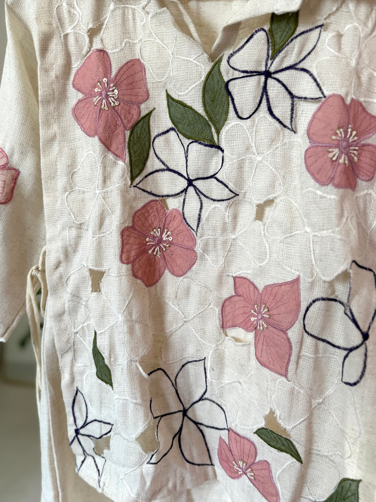 K500 - Linen cotton appliqué embroidered coord sets in 2 colours