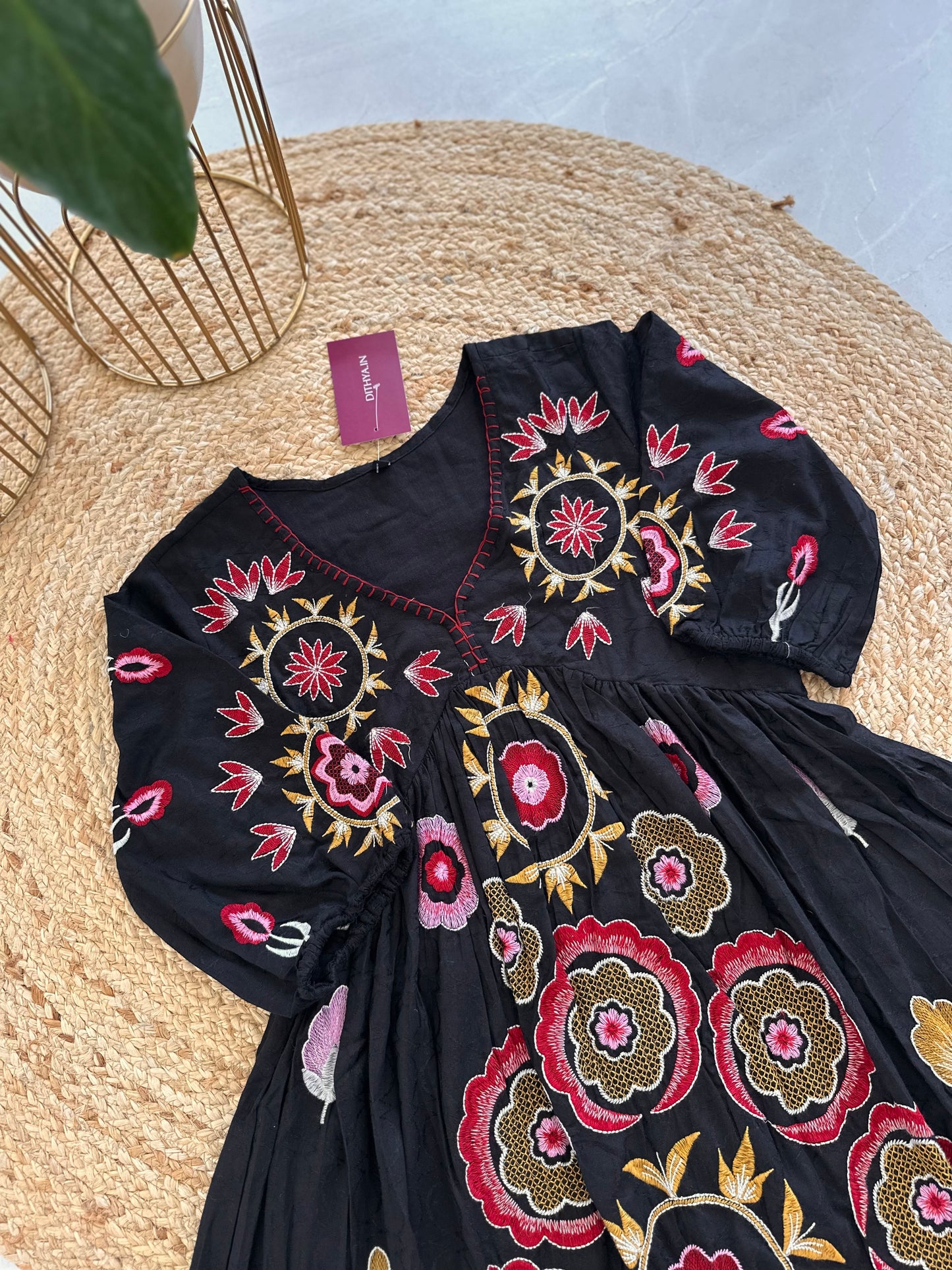 K327 - Cotton hand embroidery Dress in 4 styles
