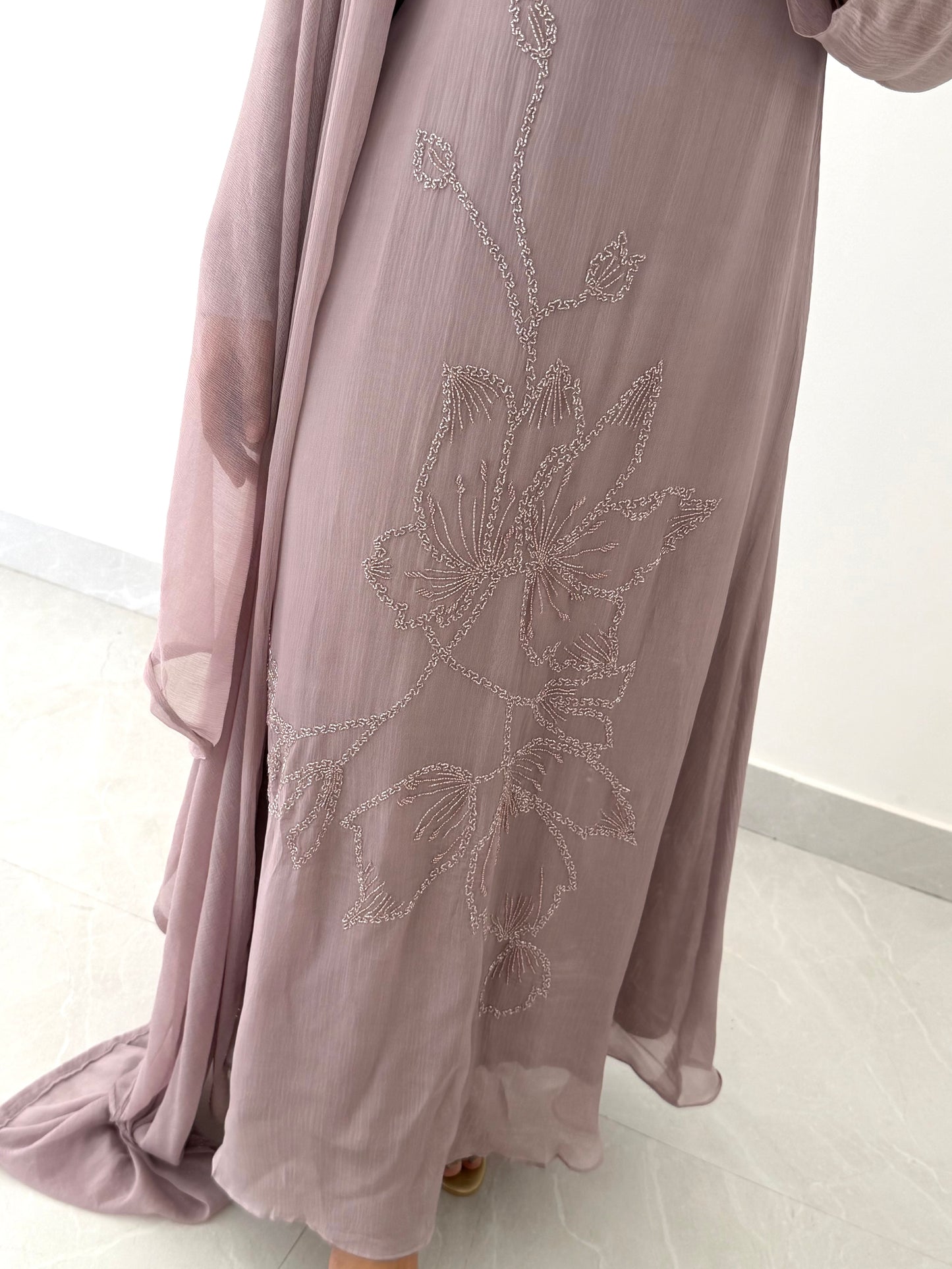 K530 - Chinnon cutdhana work Anarkali with pants and dupatta